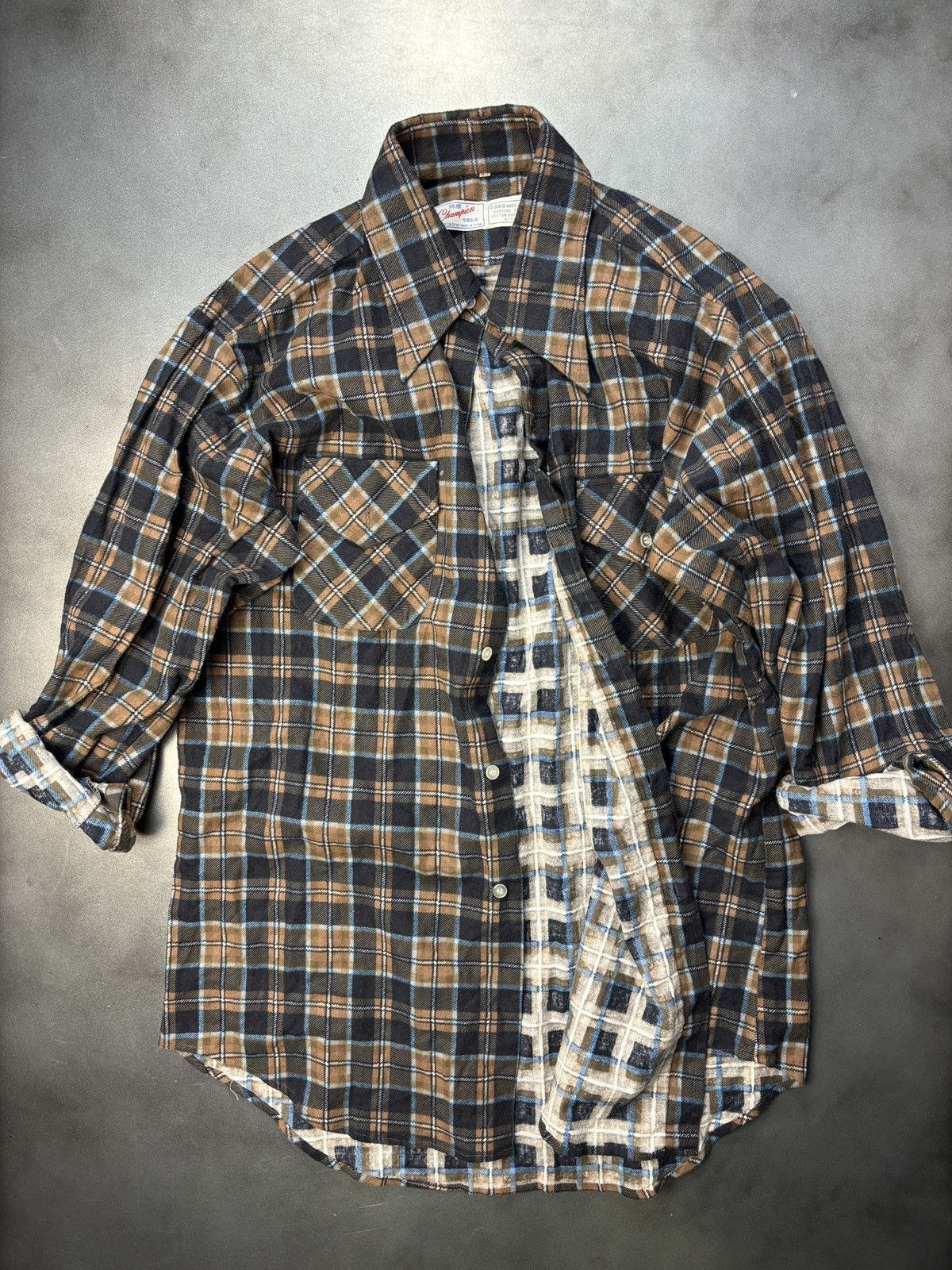 Champion × Vintage Vintage Champion Flannel Shirt 1970s 1980s Easy Rider Plaid Size US M / EU 48-50 / 2 - 3 Thumbnail