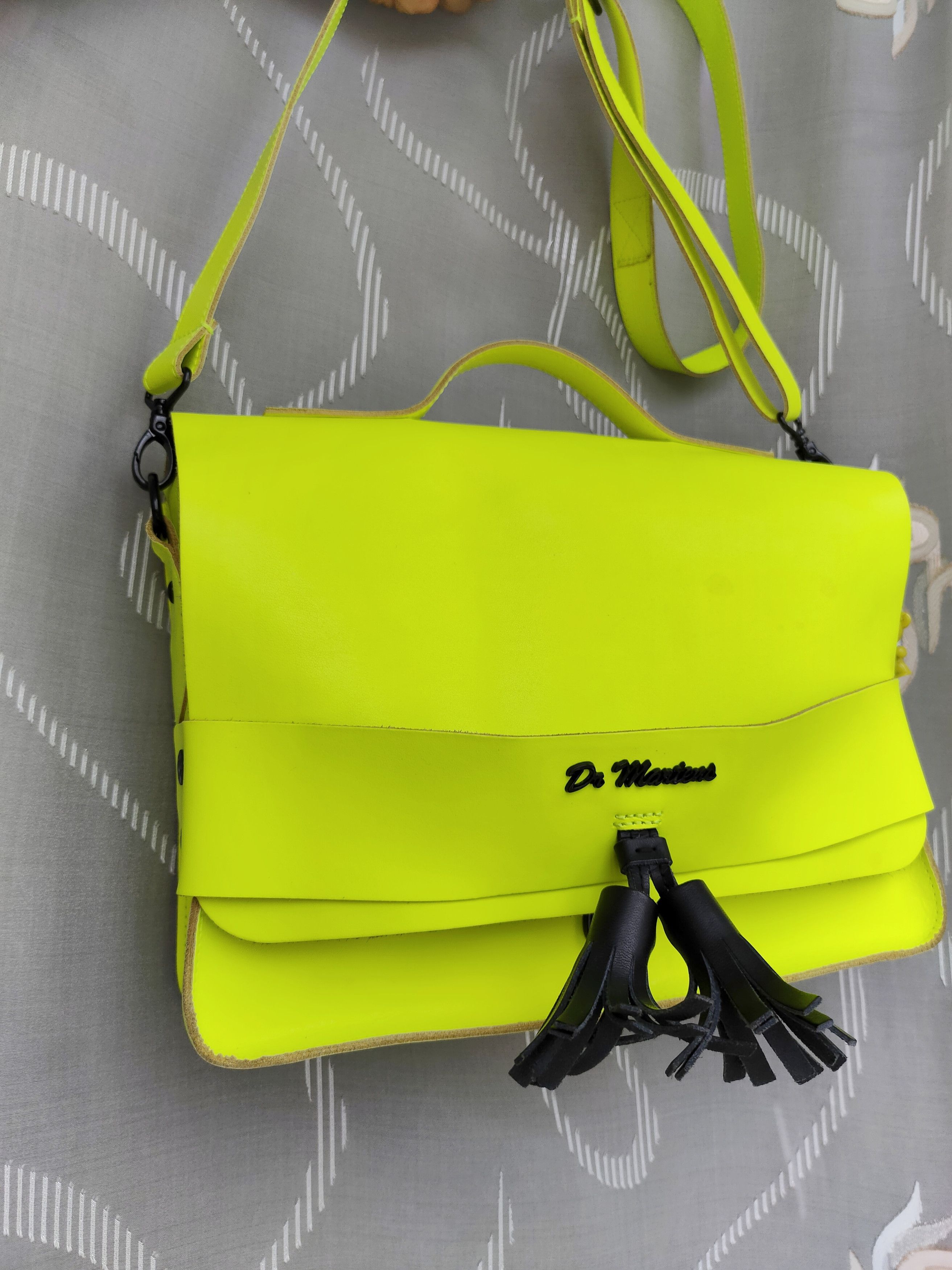 Avant Garde x Dr Martens Dr.martens Bag Neon Satchel Leather Bag Messenger Crossbody, Men's