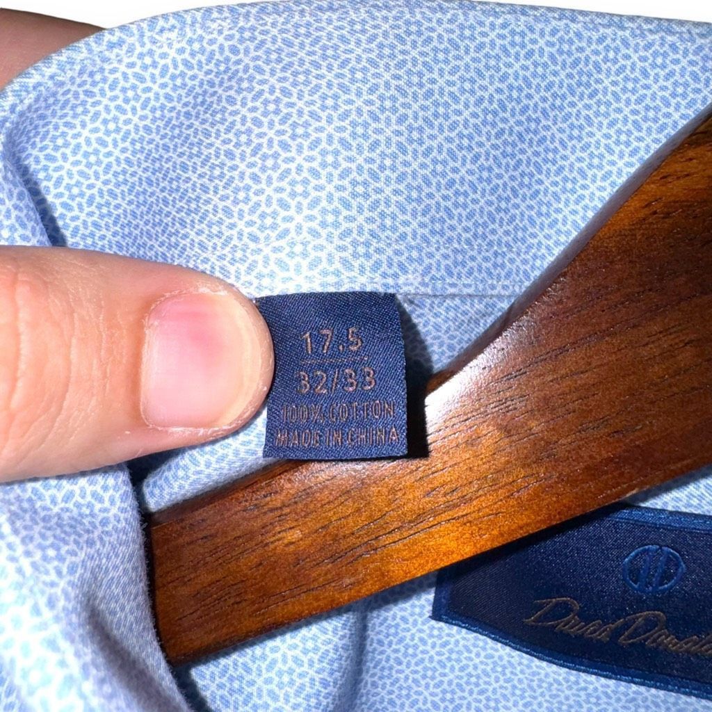 David Donahue David Donahue Light Blue Flower Print Dress Shirt 17.5 32/33 Size US XL / EU 56 / 4 - 3 Thumbnail