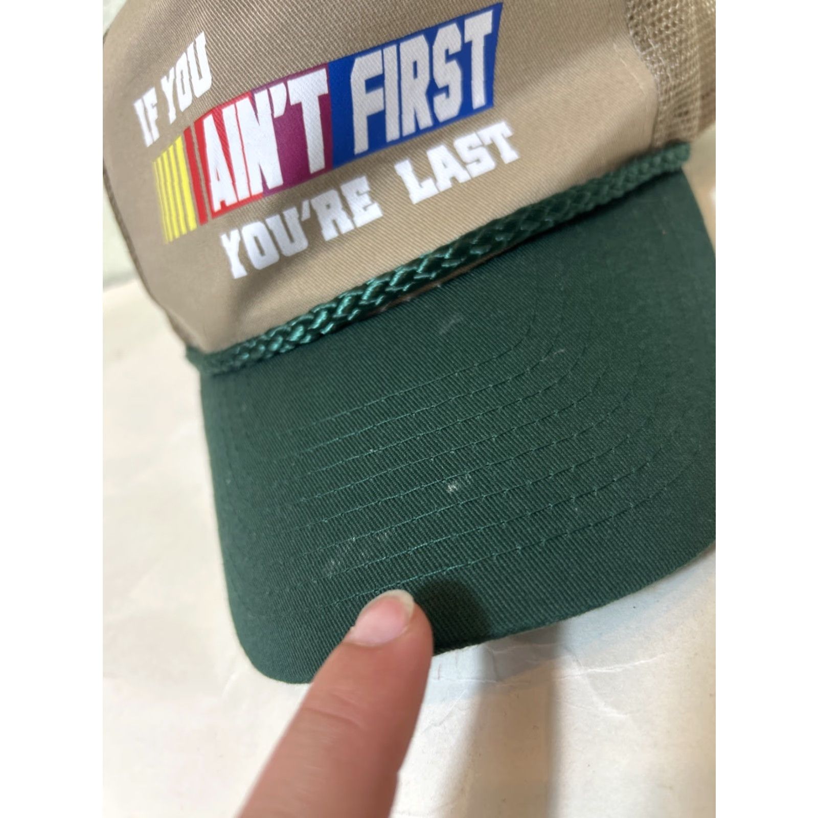 NASCAR Nissun Trucker Hat Mens Funny Nascar Racing iF YOU AIN'T FIRST YOU'RE LAST Multicolor Snapback Size ONE SIZE - 3 Thumbnail