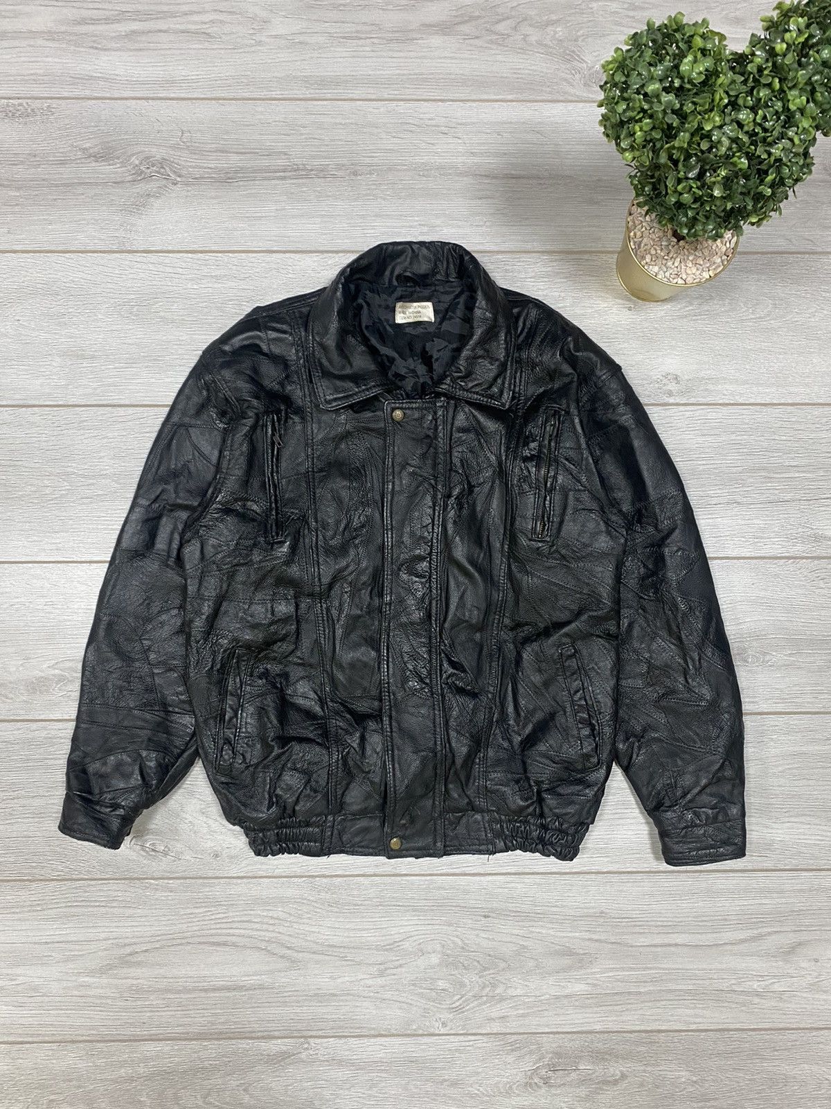 ジャケット・アウター vintage A.S.M pig skin leather jkt FLAVOR Men's Leather Baseball Jacket Vintage Suede Pigskin