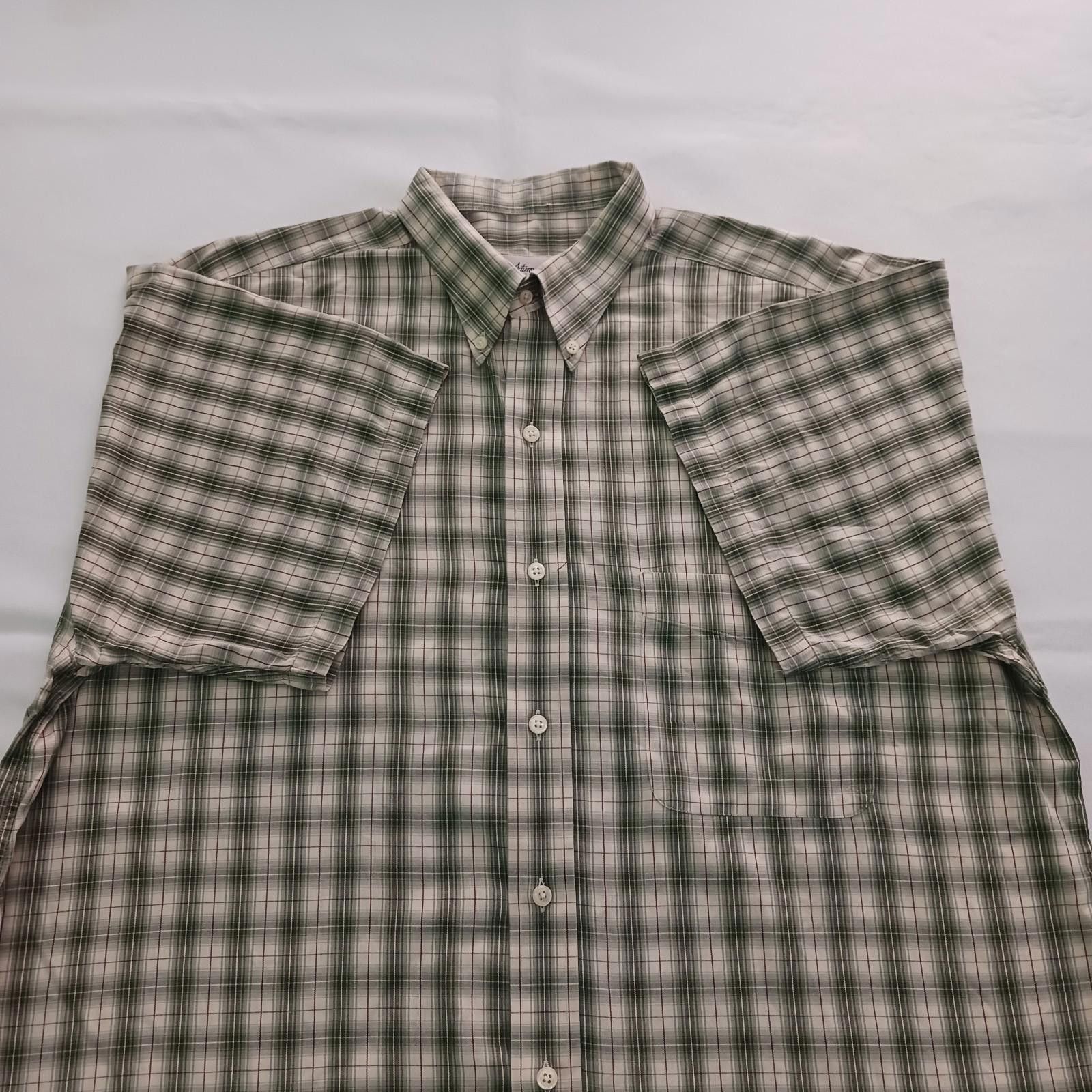 Designer Arturo Calle Men's Cotton Green/Beige Plaid Shirt XL Size US XL / EU 56 / 4 - 11 Thumbnail