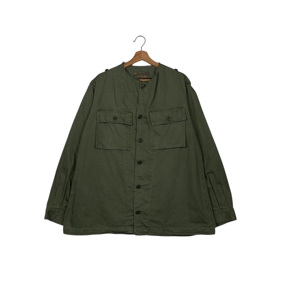 Vintage 74’ Dutch Army HBT Fatigue Jacket Cutoff Collar #1668-C74 Size US L / EU 52-54 / 3 - 1 Thumbnail