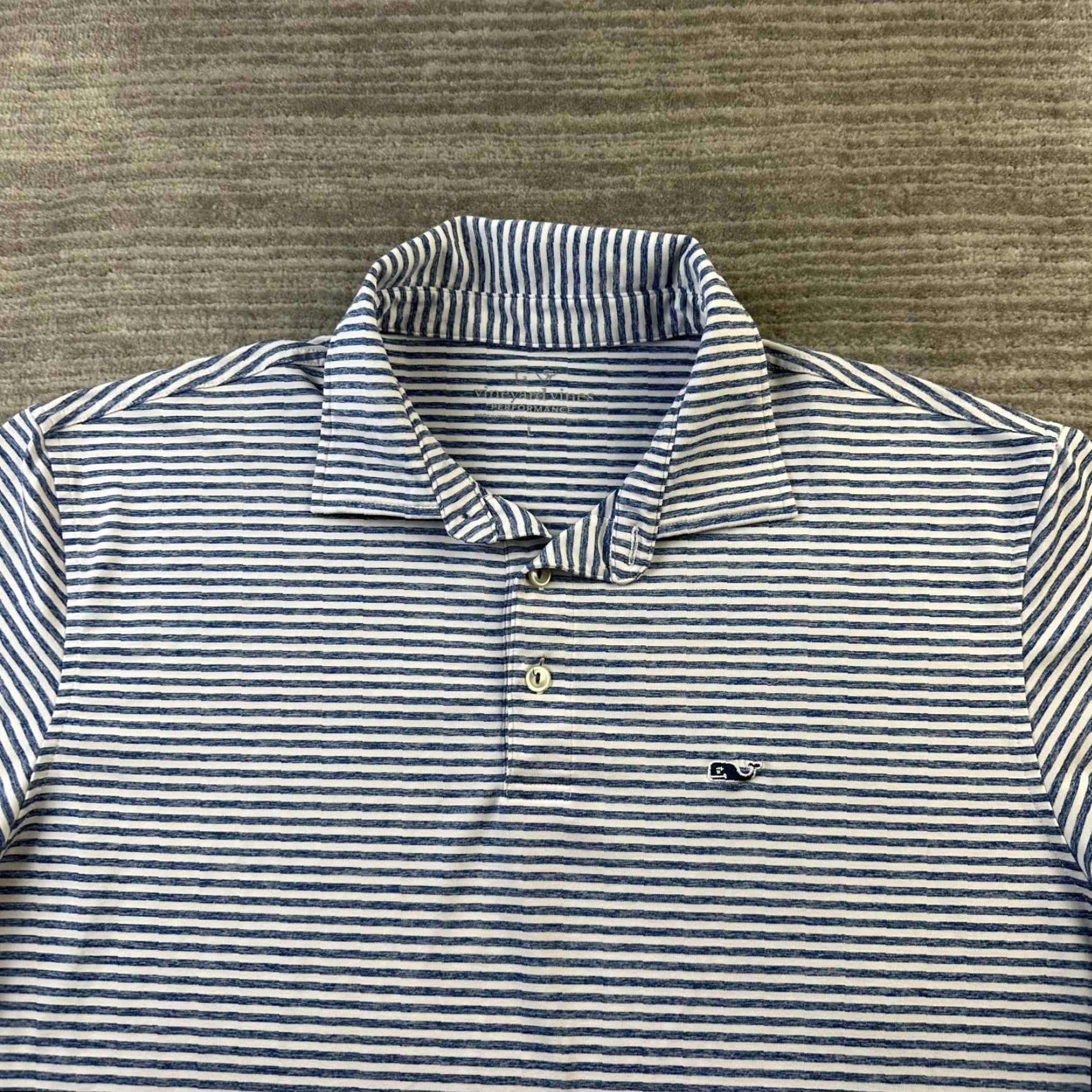 Vineyard Vines Vineyard Vines Polo Shirt Mens Large Blue Striped Performance Stretch Polo Shirt Regular Fit Short Sleeve Golf Preppy Logo Size US L / EU 52-54 / 3 - 3 Thumbnail