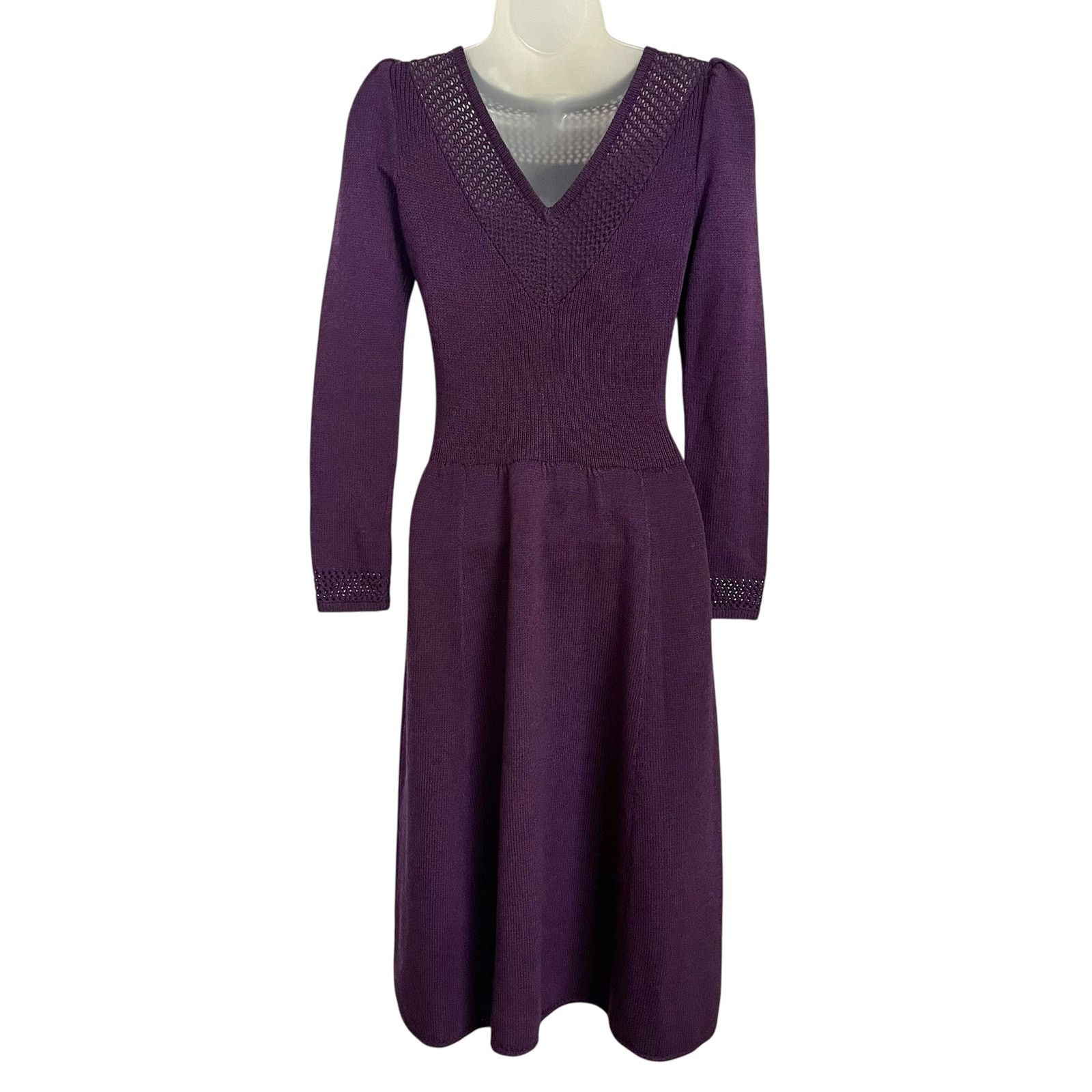 St. John St John Vintage Plum Purple Santana Knit Wool Midi Dress Size S / US 4 / IT 40 - 2 Thumbnail
