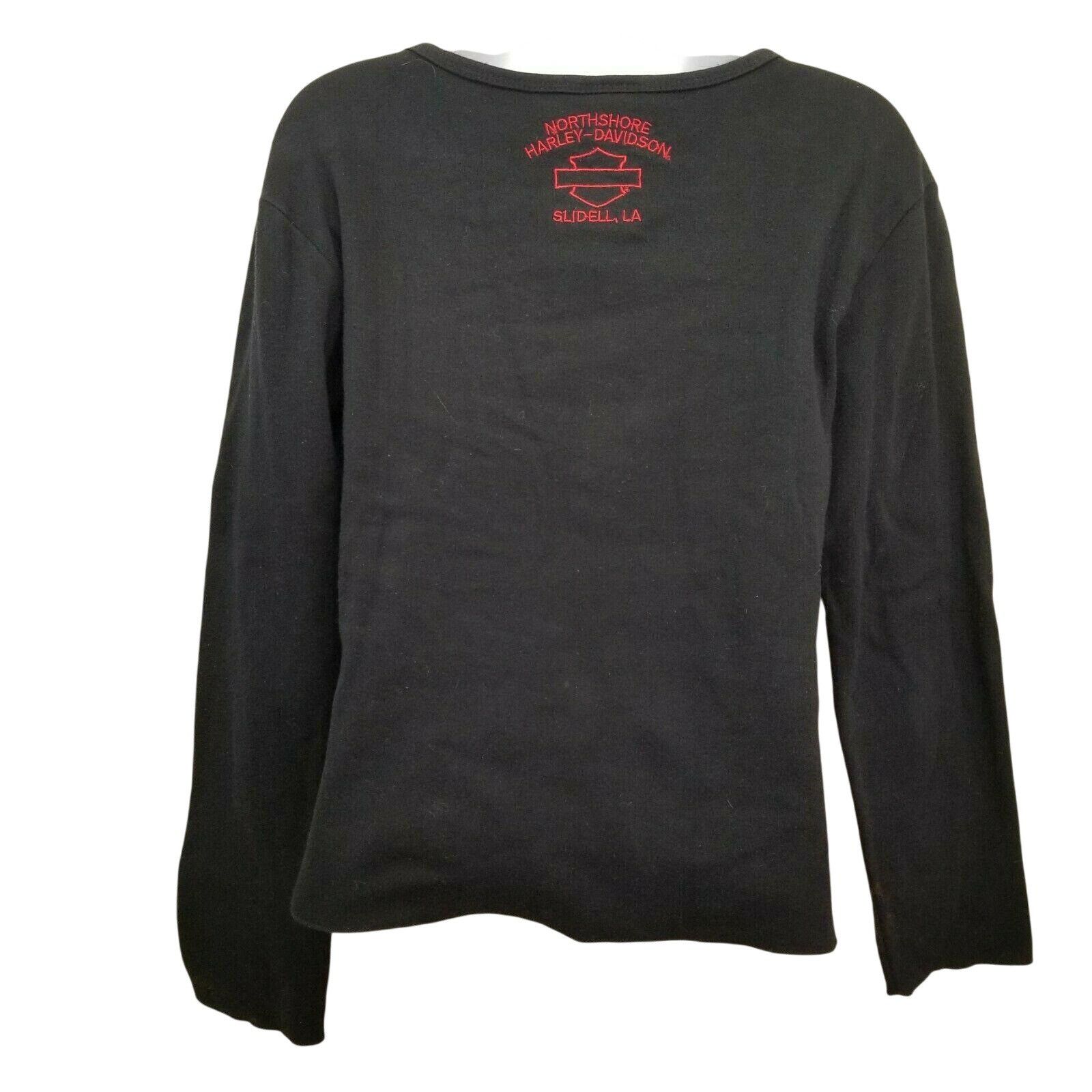 Harley Davidson Harely Davidson Black Long Sleeve Scoop Neck Embroidered Top Size L / US 10 / IT 46 - 4 Thumbnail
