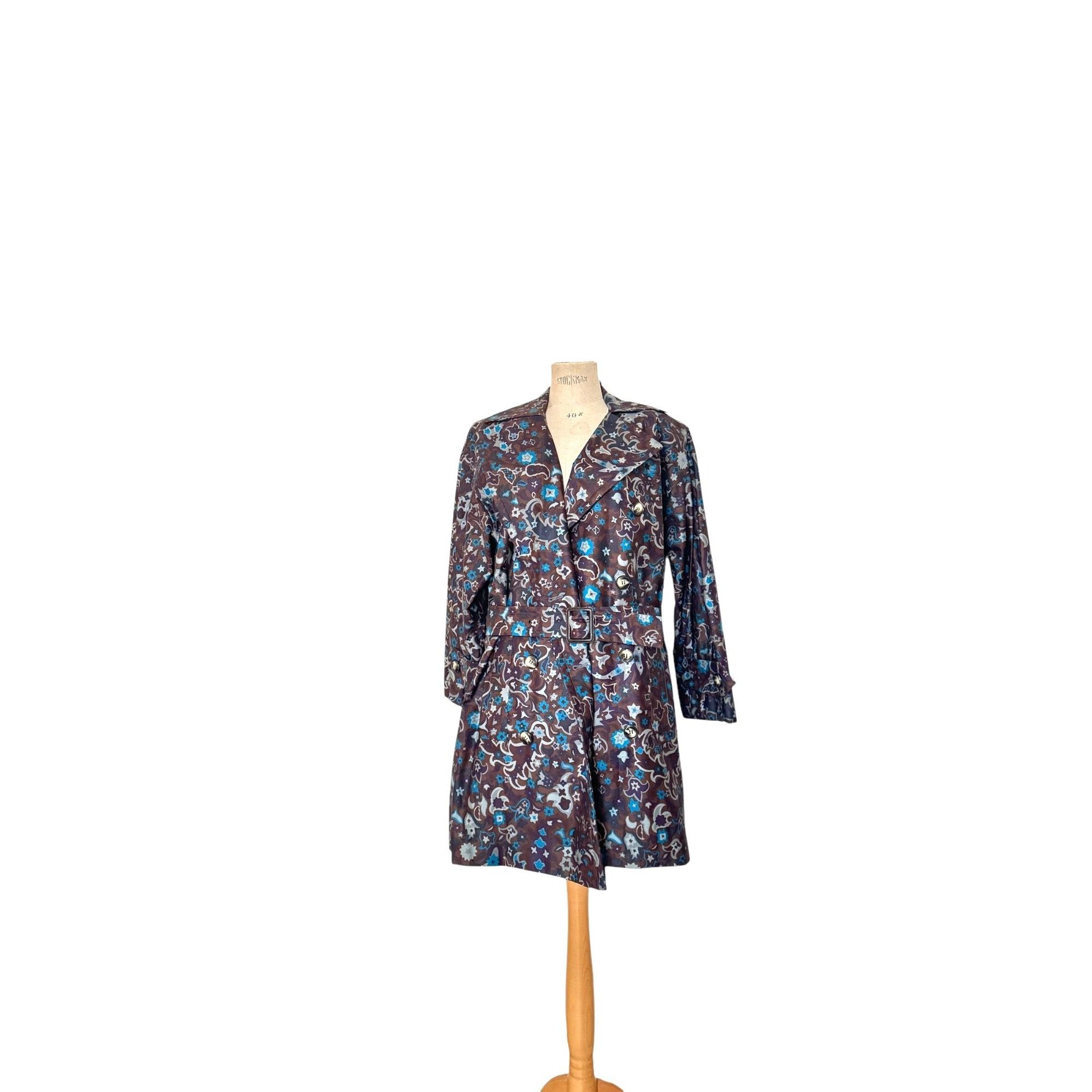 Yves Saint Laurent 1970s Silk Colorful Trench Coat Size S / US 4 / IT 40 - 1 Thumbnail
