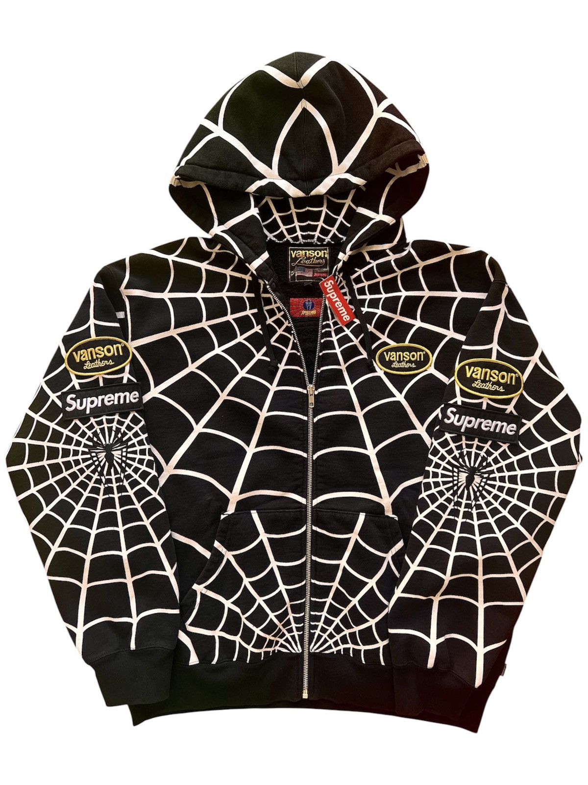 Supreme × Vanson Leathers Spider-Man Zip Up Hoodie Supreme Vanson
