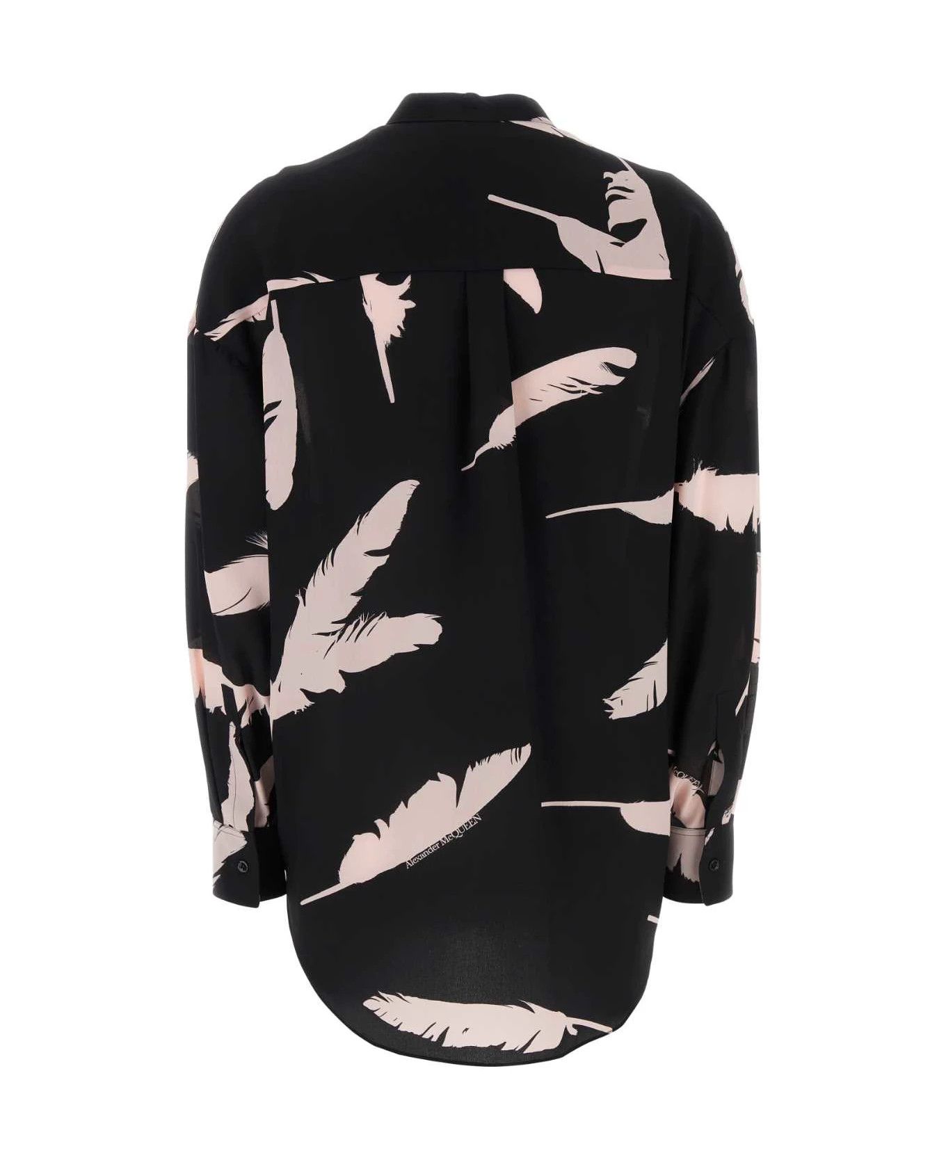 Alexander McQueen o1srvl11e0326 Feather Cocoon Sleeve Shirt in Black/Ivory Size M / US 6-8 / IT 42-44 - 2 Thumbnail