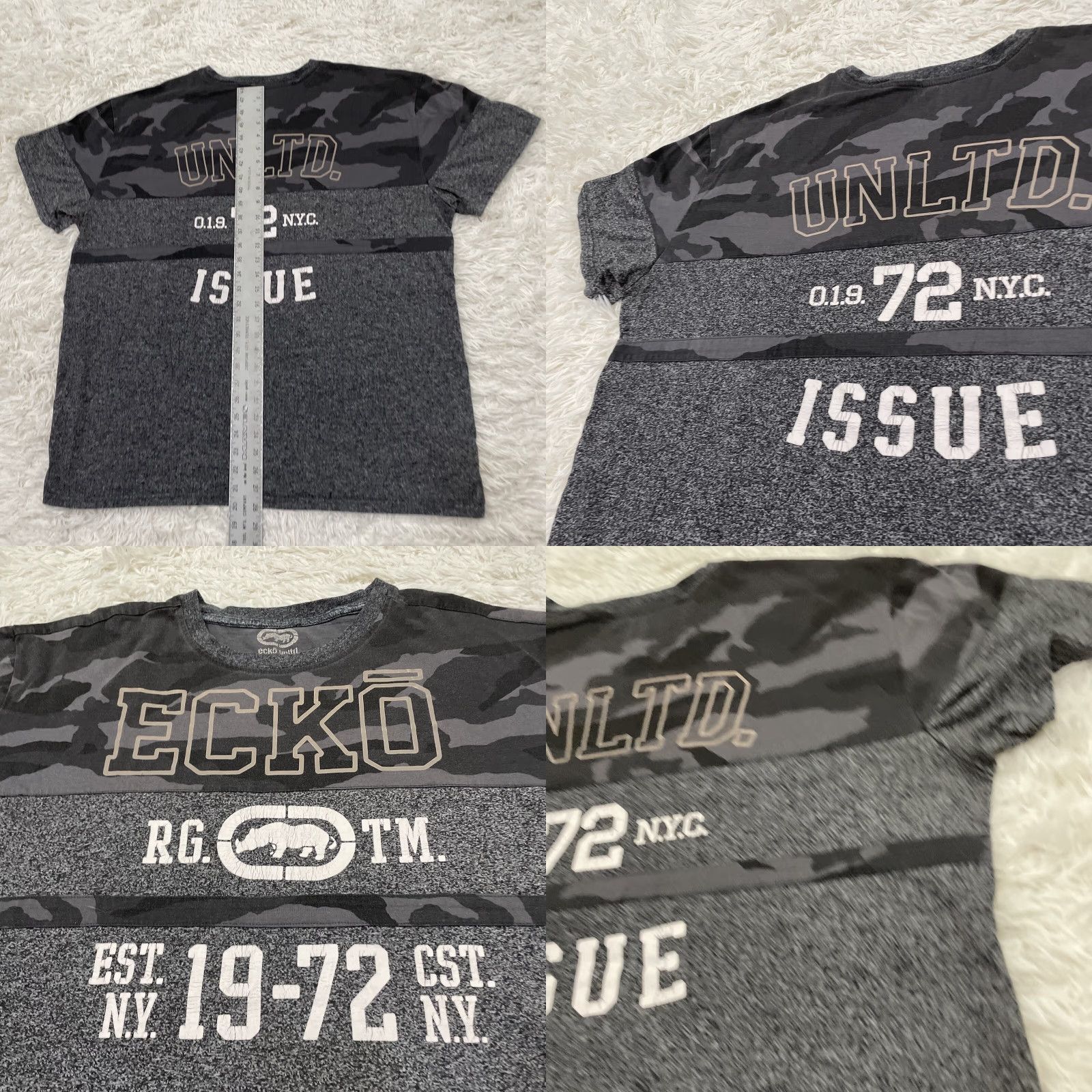 Ecko Unltd. MARC ECKO Unltd. Shirt Men 2XL Gray Camo Y2k Cut & Sew Graphic Spellout Tee Size US XXL / EU 58 / 5 - 10 Thumbnail