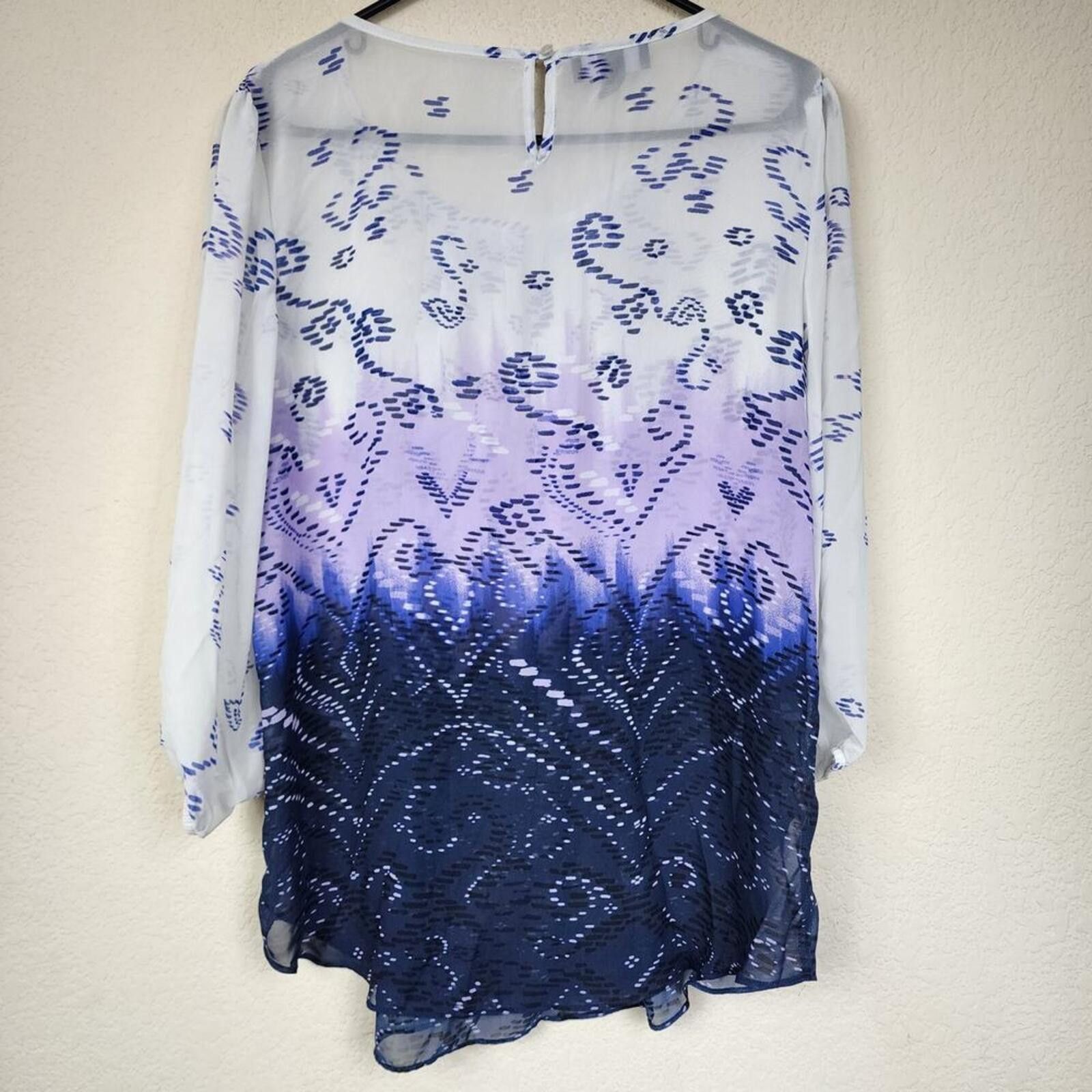 Other AGB XL Sheer Blue Purple White Blouse Size XL / US 12-14 / IT 48-50 - 2 Thumbnail