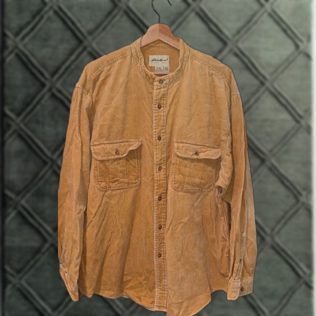 Eddie Bauer VINTAGE Eddie Bauer Band Collar Corduroy Shirt Mens XL Mustard Yellow EUC Size US L / EU 52-54 / 3 - 1 Thumbnail