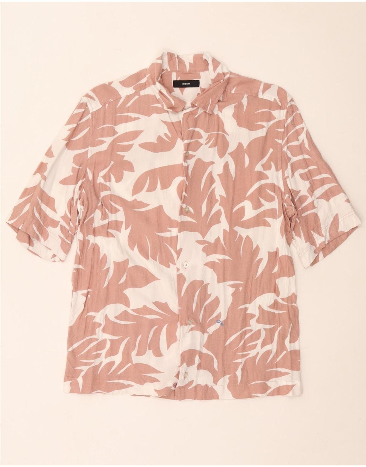 Diesel Mens Short Sleeve Shirt Large White Floral Rayon Size US L / EU 52-54 / 3 - 1 Thumbnail