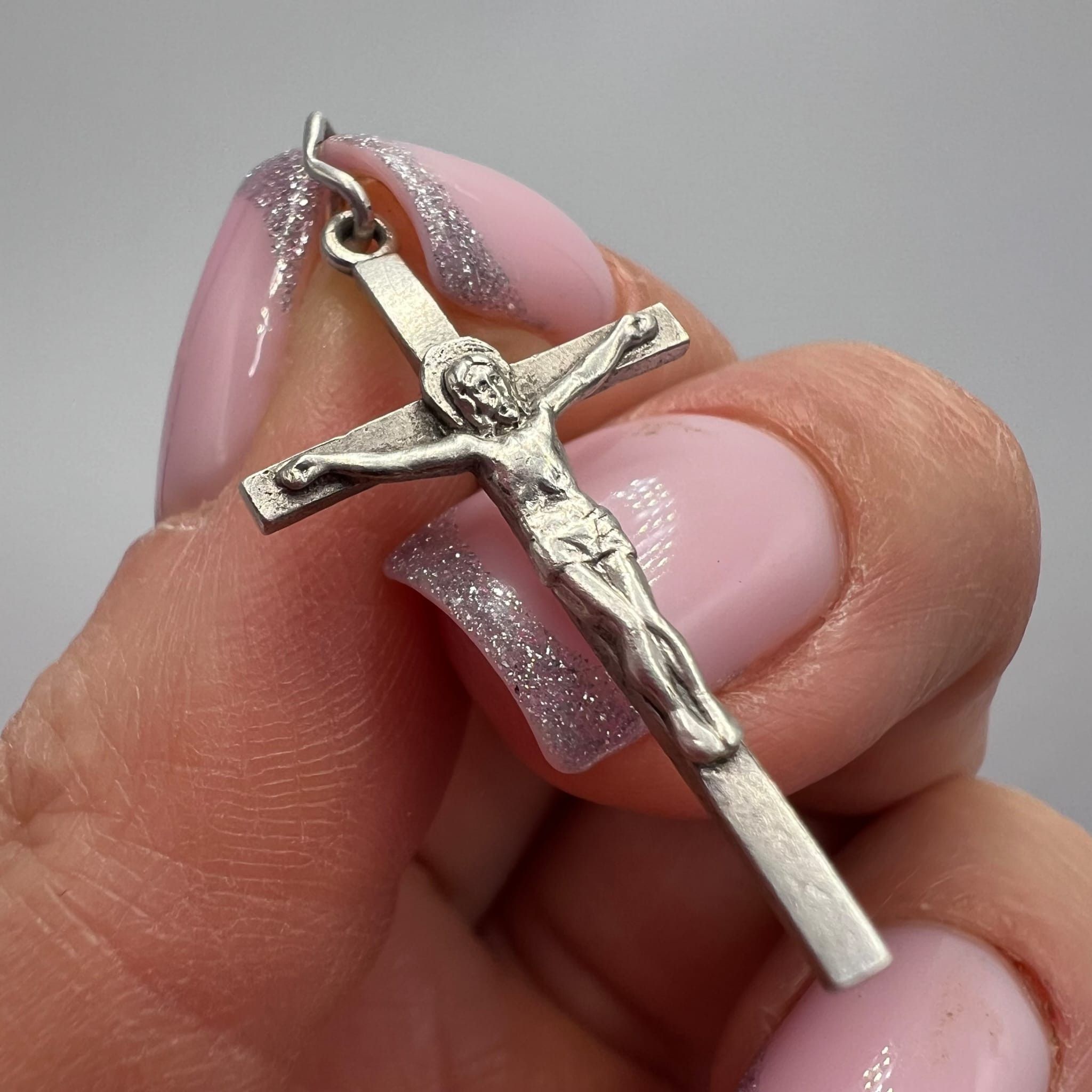 Vintage Solid 925 Sterling Silver Jesus Cross Pendant 1.35g Size ONE SIZE - 3 Thumbnail