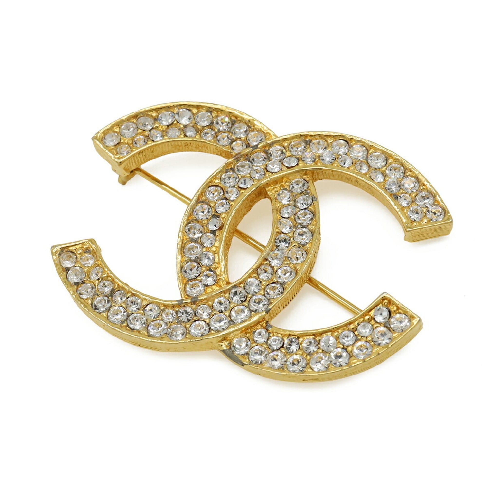 Chanel CHANEL Coco Mark Large Rhinestone Brooch GP Gold Size ONE SIZE - 1 Thumbnail