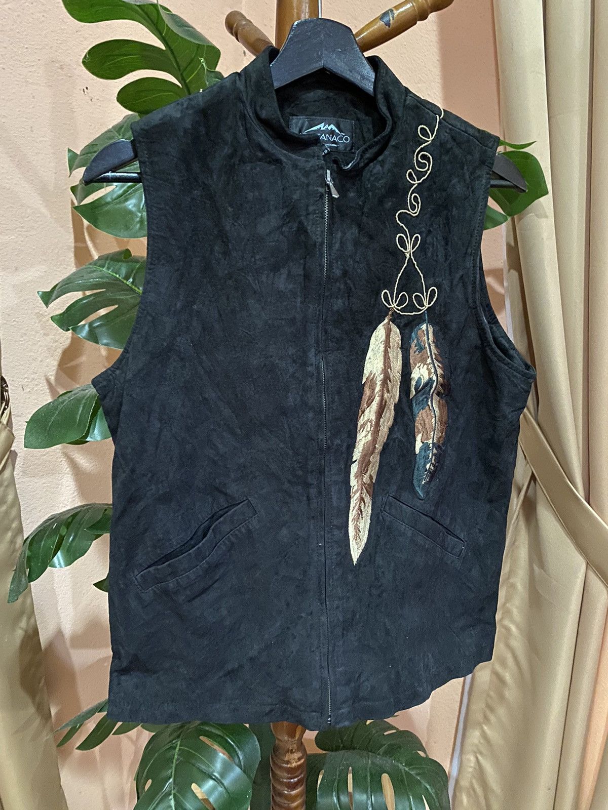Vintage Vintage Montanaco Feather Embroidered Vest - Suede Style Size S / US 4 / IT 40 - 3 Thumbnail