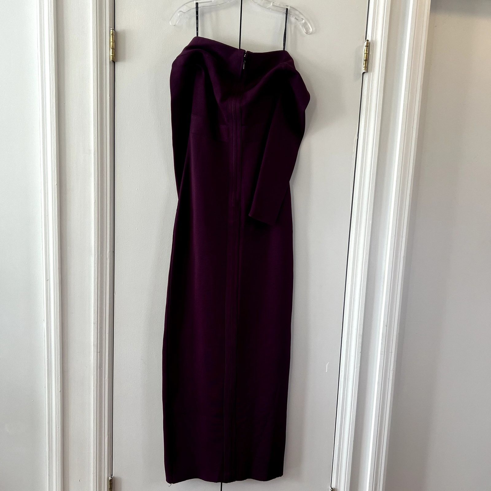 Herve Leger Herve Leger Purple Long Sleeve Off Shoulder Bandage Dress Size M / US 6-8 / IT 42-44 - 9 Thumbnail