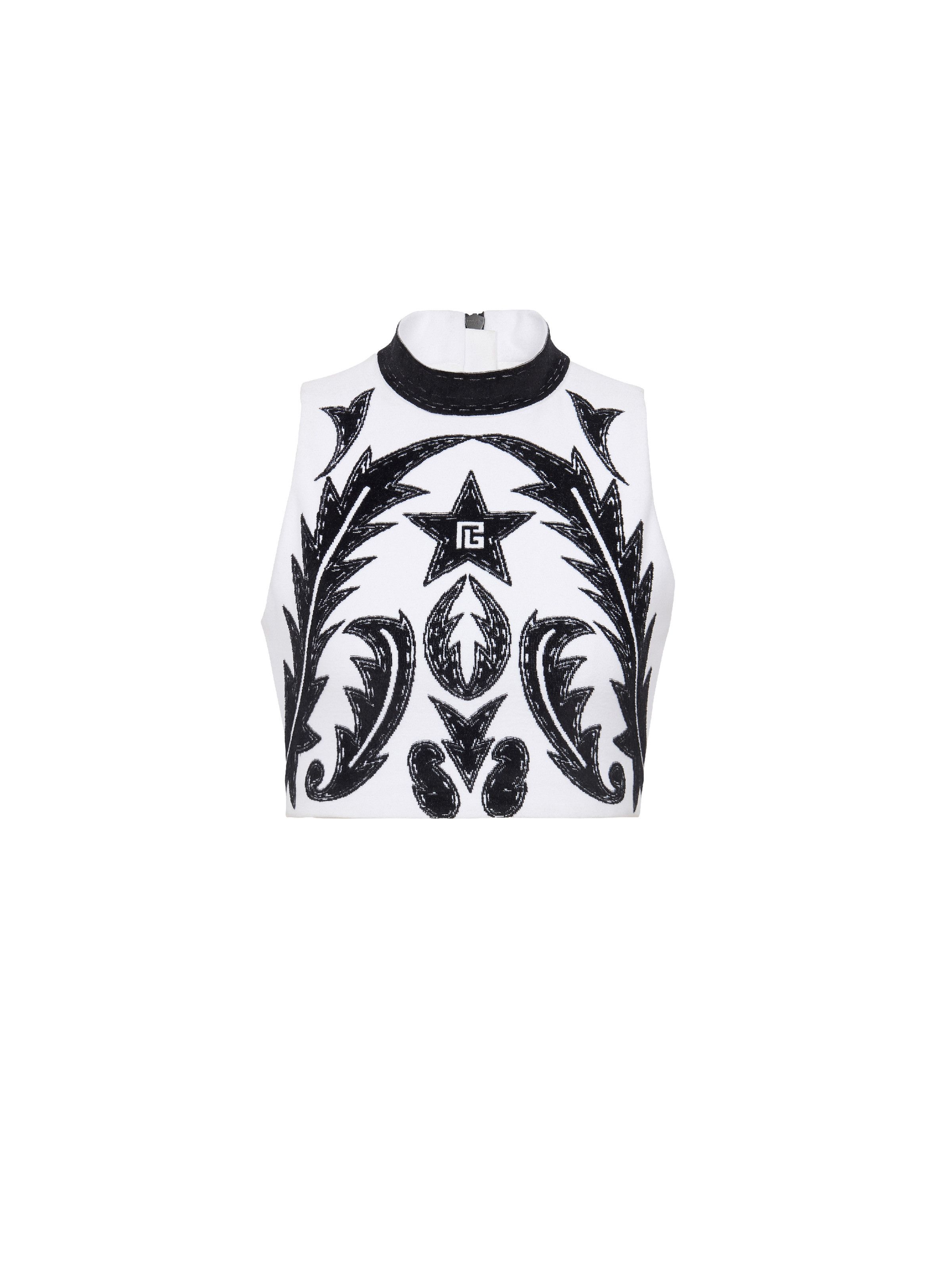 Balmain o1s1wg110825 Baroque Tank Top in Black/White Size XL / US 12-14 / IT 48-50 - 1 Thumbnail