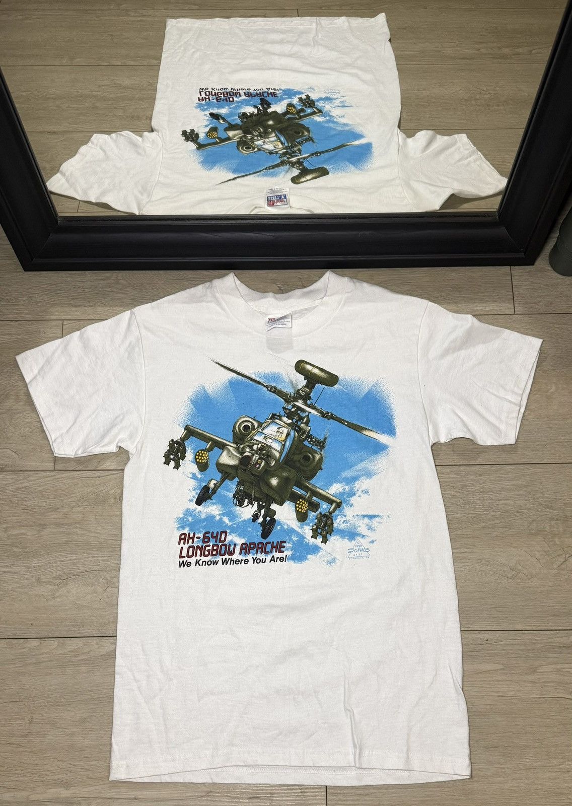 Other Vintage 1995 AH-64D Longbow Apache Helicopter Shirt Size US S / EU 44-46 / 1 - 1 Thumbnail