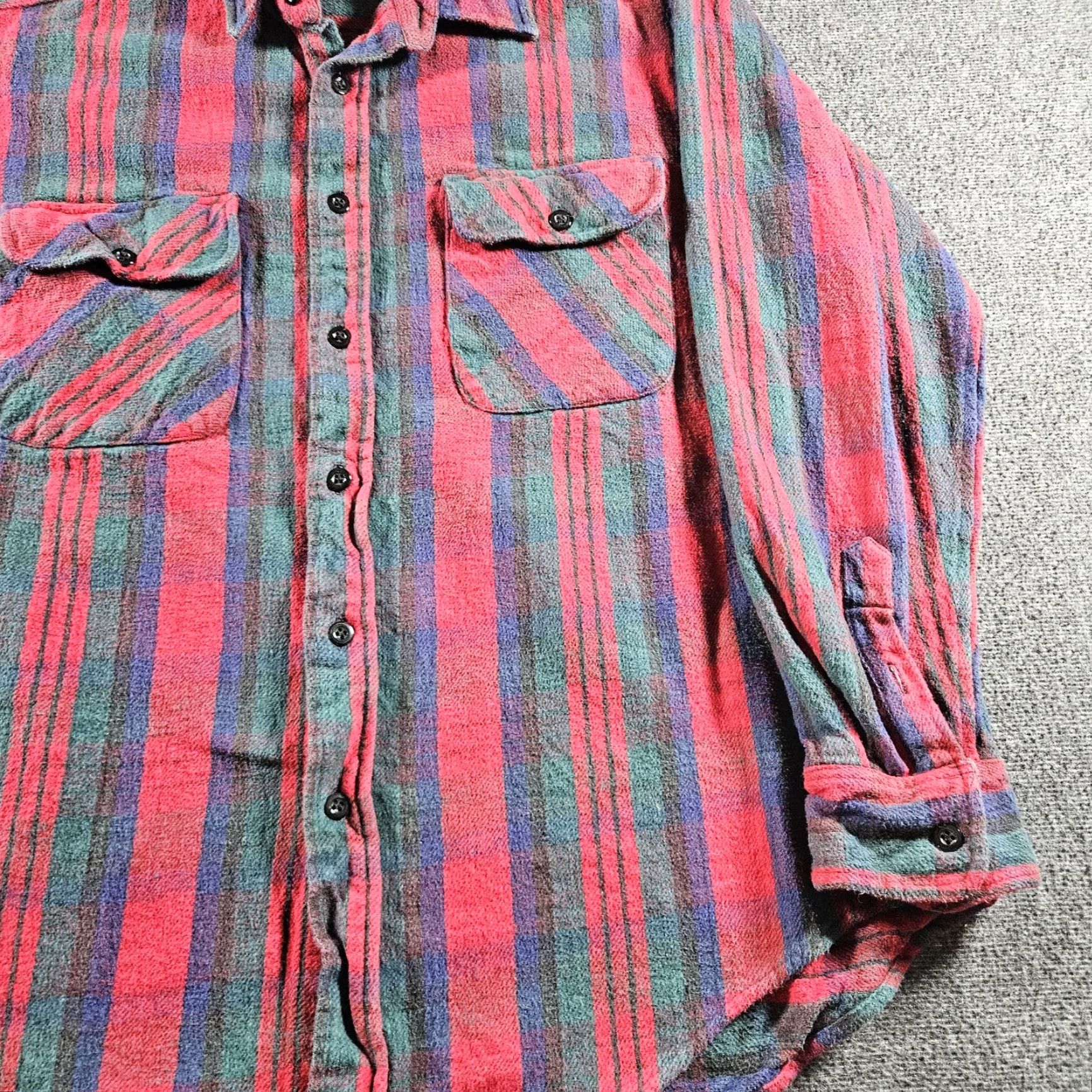 Vintage FIVEBROTHER Shirt Mens L Red Striped Flannel Button Front Pockets Casual Size US L / EU 52-54 / 3 - 3 Thumbnail