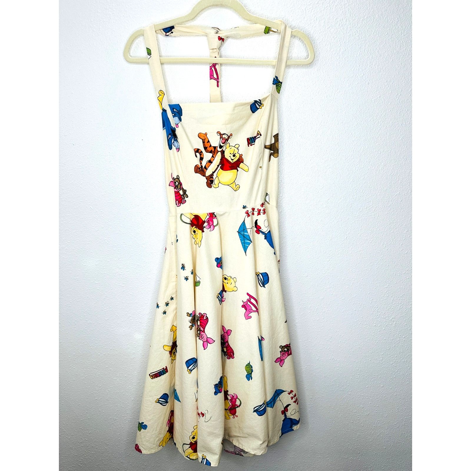 Other Vintage Cream Winnie The Poo Print Apron Dress Small Size S / US 4 / IT 40 - 1 Thumbnail