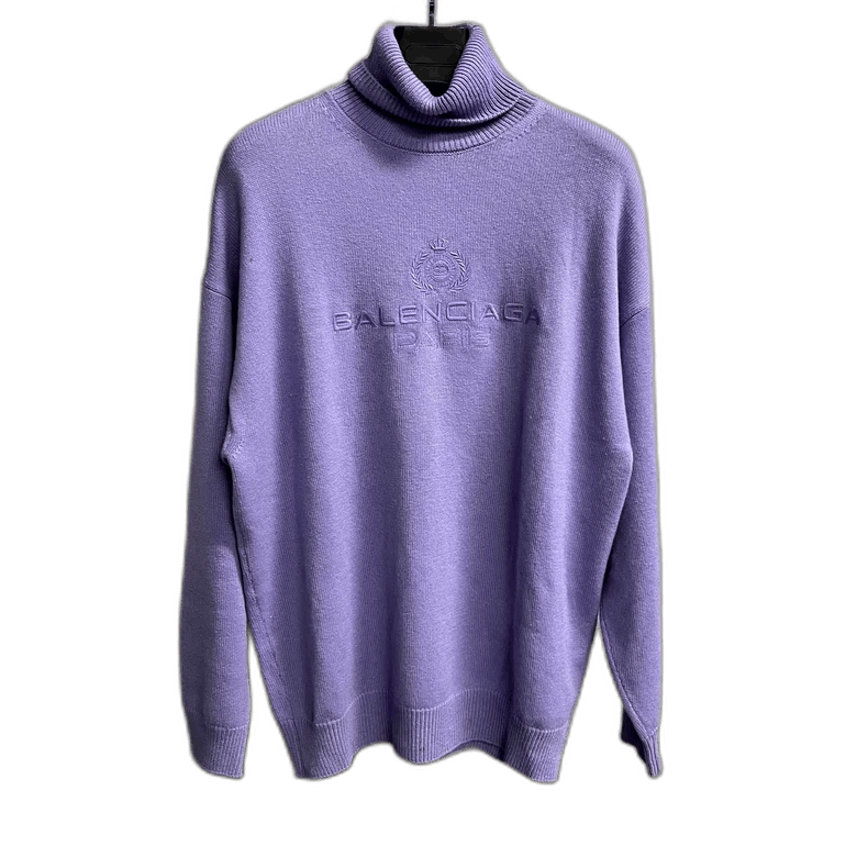 Balenciaga Balenciaga Purple Logo Long Sleeve Knit Sweater-yf Size US M / EU 48-50 / 2 - 1 Thumbnail