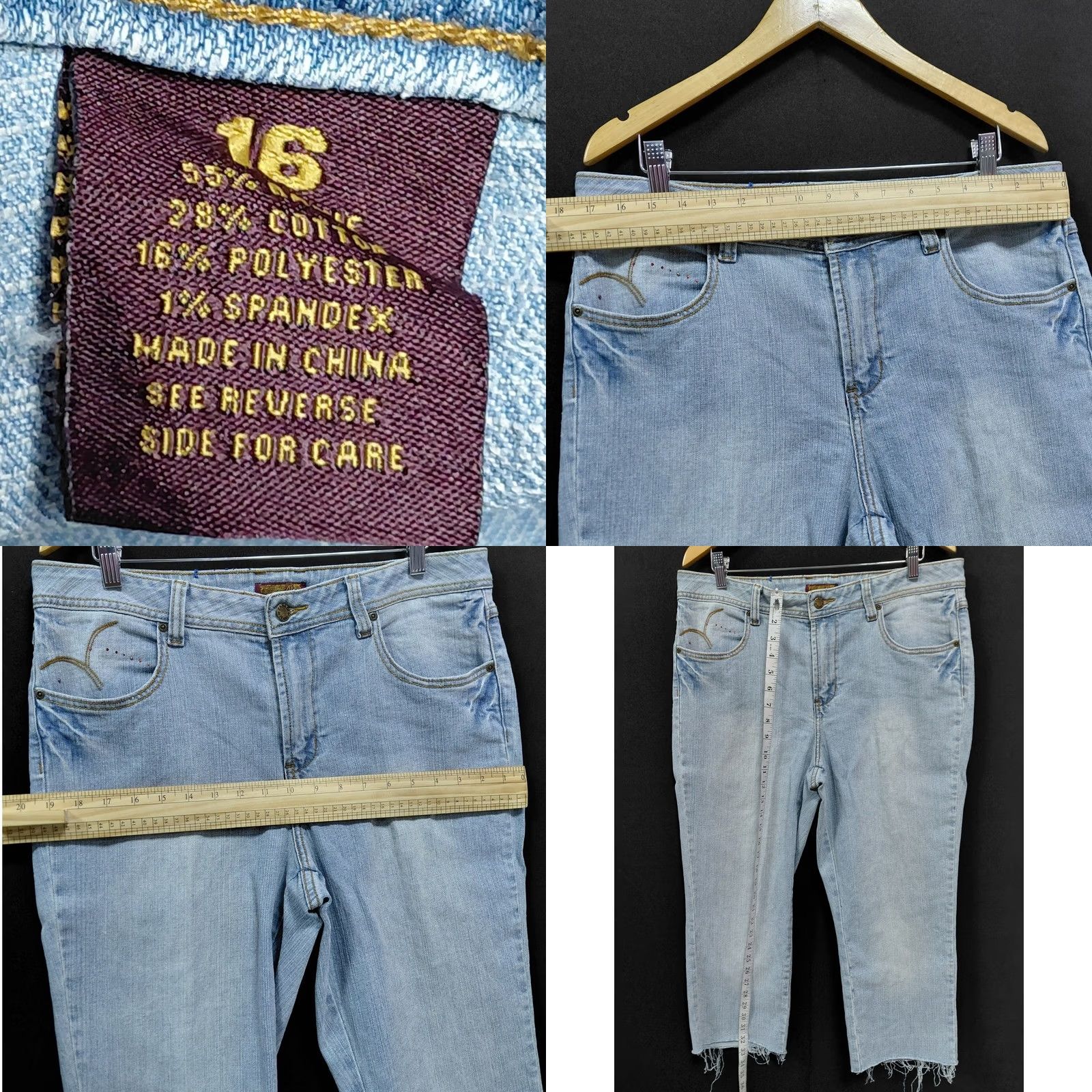 Vintage Zana Di Jeans Light Wash Embroidered 5-Pocket Denim Women Size 16 Regular Stitch Jeans Size 38" / US 16 / IT 52 - 8 Thumbnail