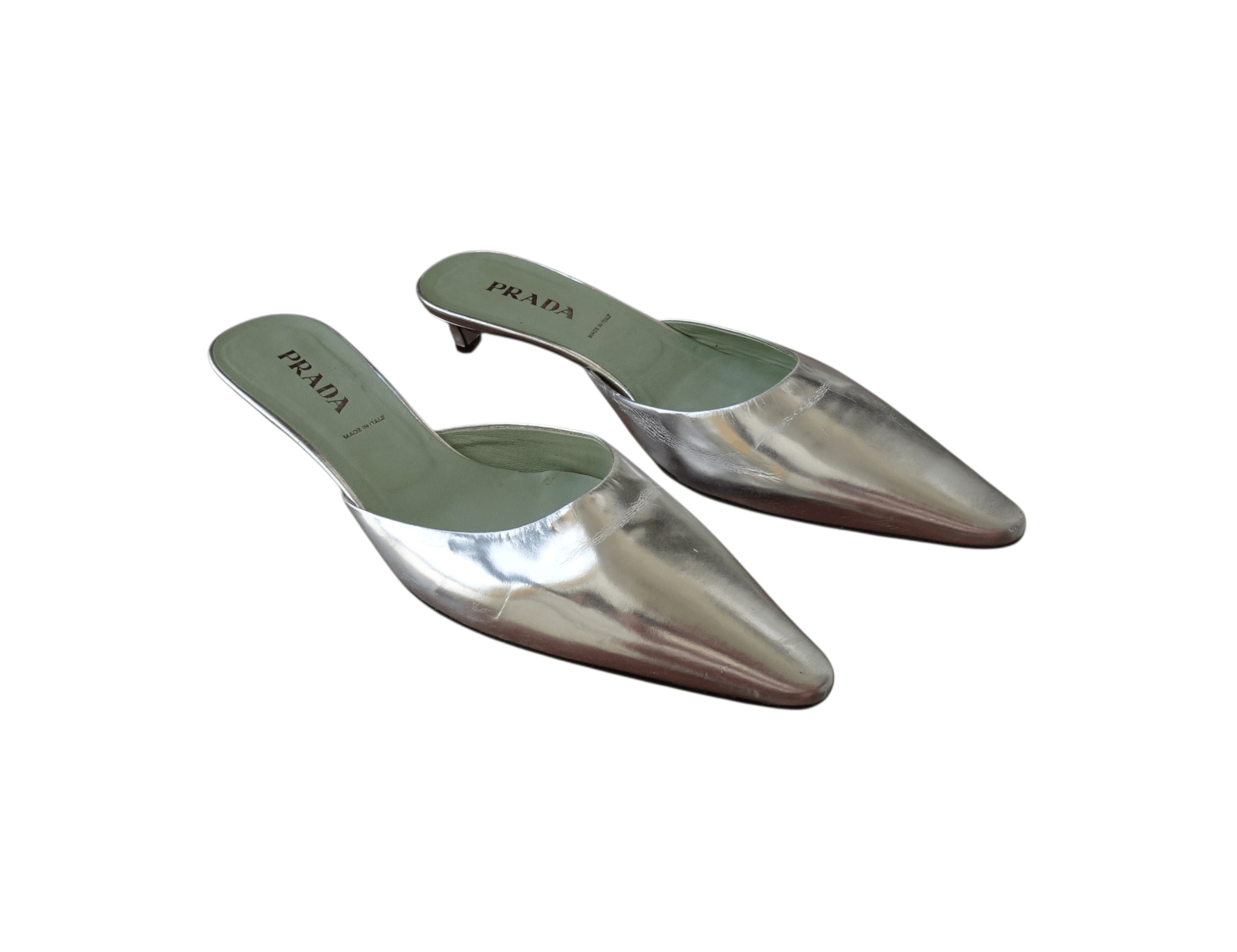 Prada PRADA METALLIC KITTEN HEELS Size US 7.5 / IT 37.5 - 1 Thumbnail
