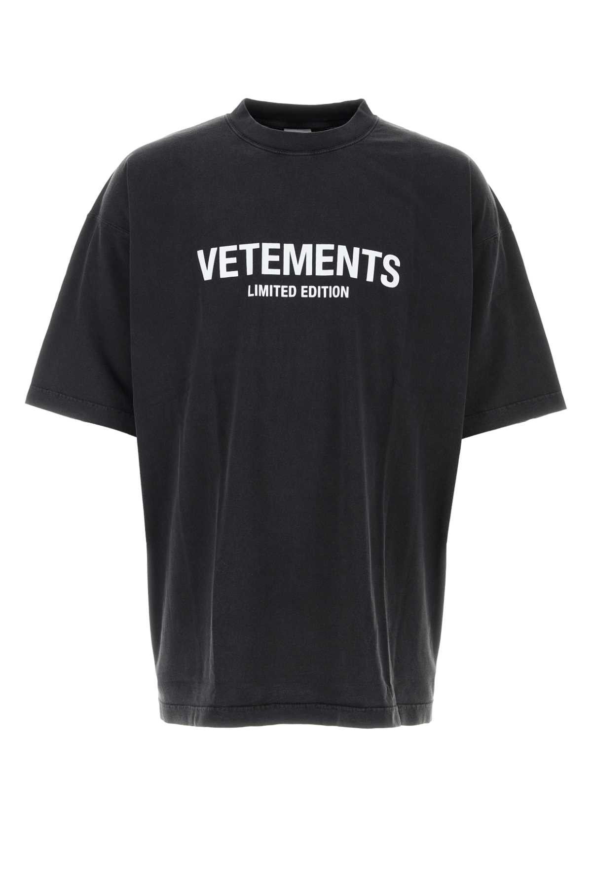 image of Vetements Slate Cotton Oversize T-Shirt in Black, Men's (Size Small)