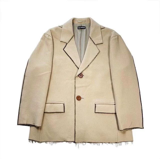 Issey Miyake Issey Miyake Beige fringed wool coat Size M / US 6-8 / IT 42-44 - 1 Thumbnail