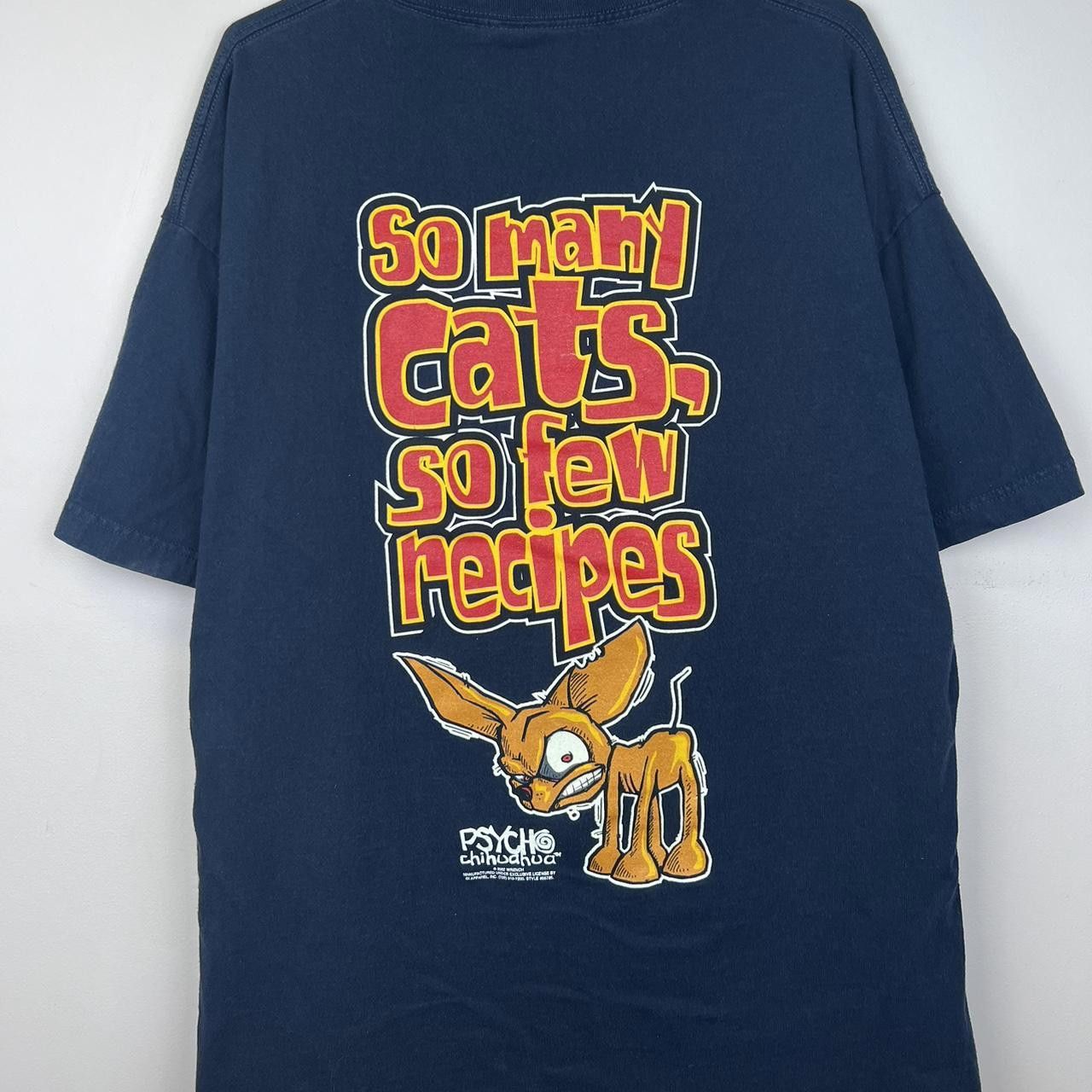 Vintage Psycho Chihuahua Graphic Tee - So Many Cats, So Few Recipes! Size US XXL / EU 58 / 5 - 2 Thumbnail