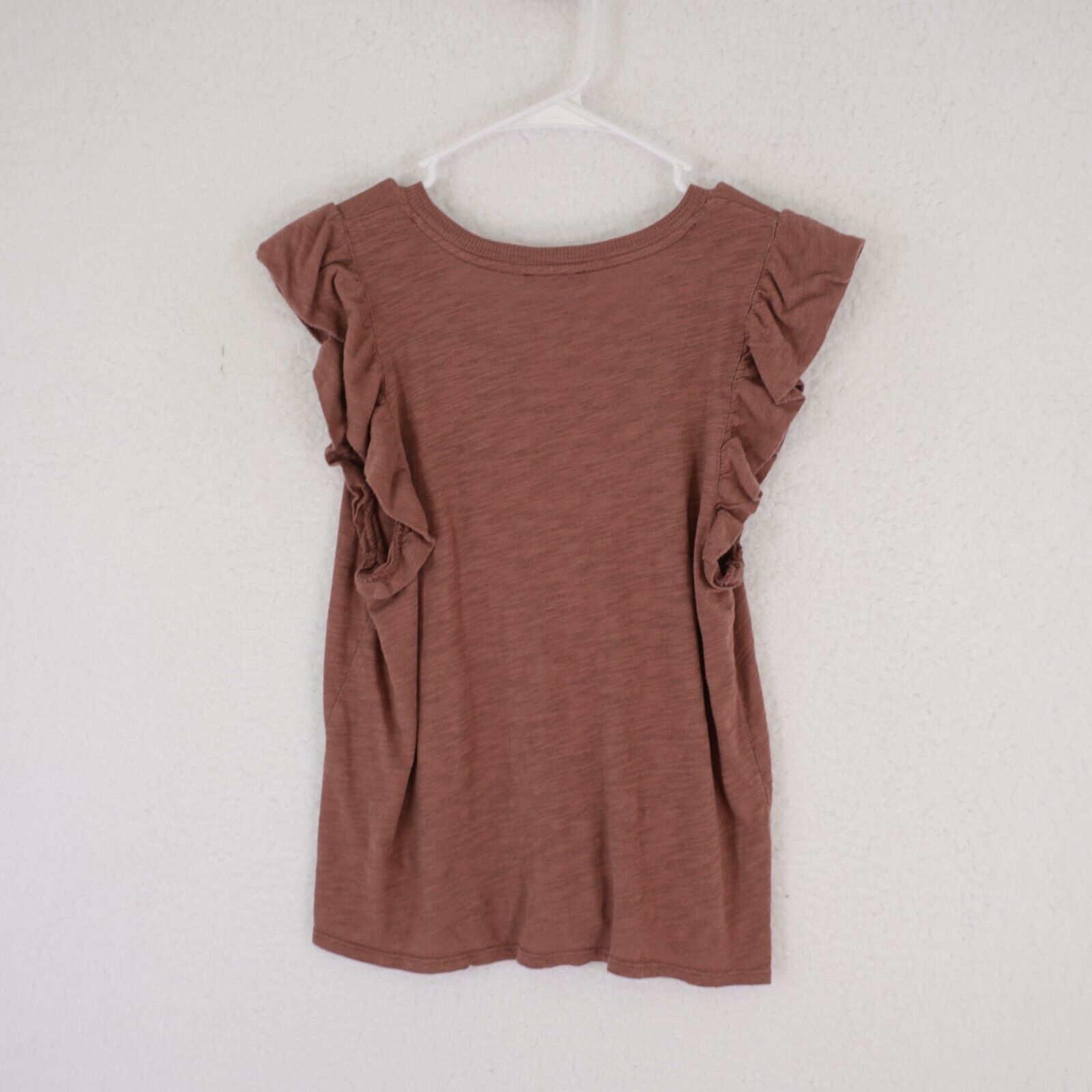 Express Express Medium Brown V-Neck Flutter Sleeveless Top / Shirt Size M / US 6-8 / IT 42-44 - 3 Thumbnail