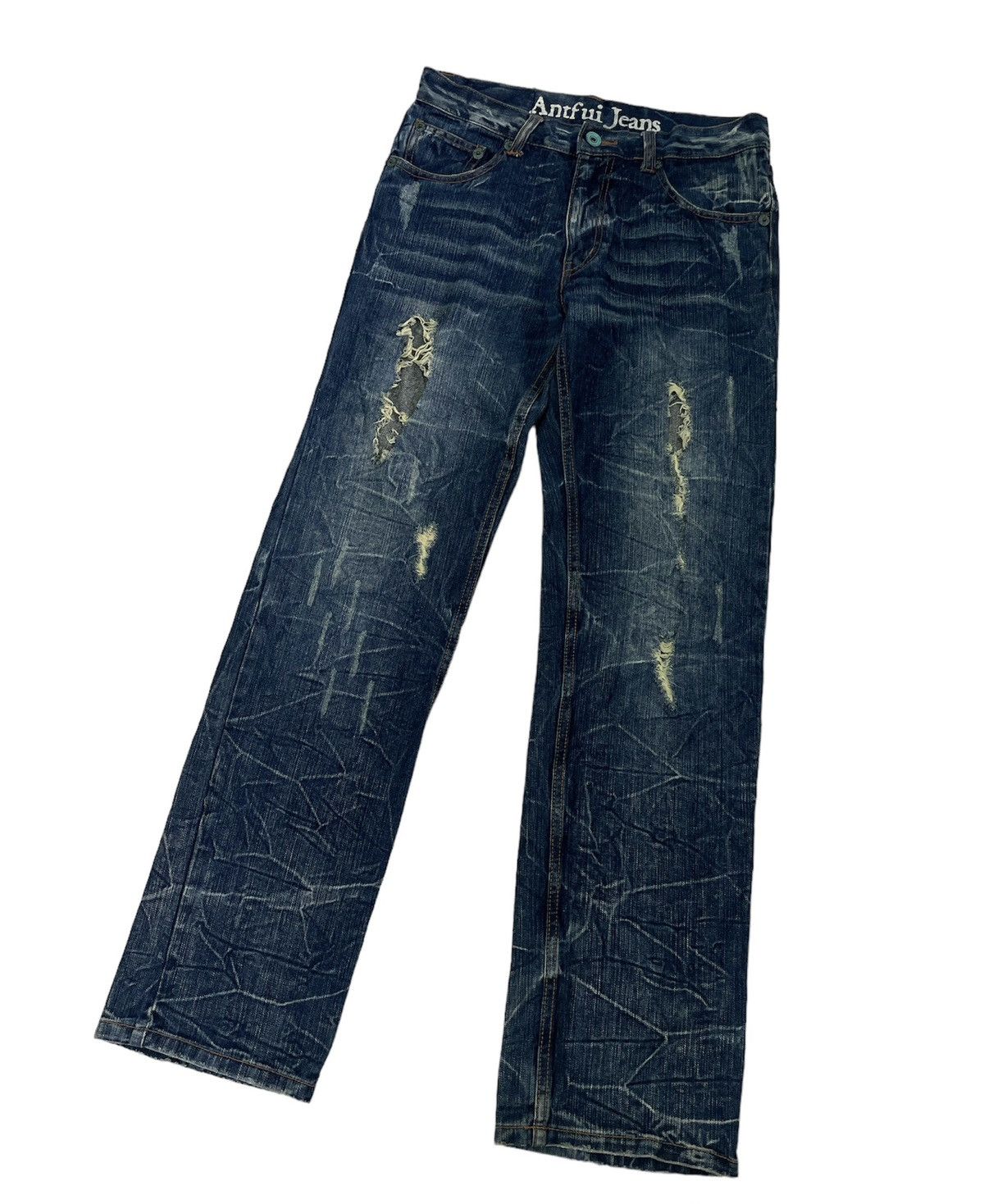 Japanese Brand × Jean Vintage distressed & thrash japanese jeans Size US 30 / EU 46 - 1 Thumbnail