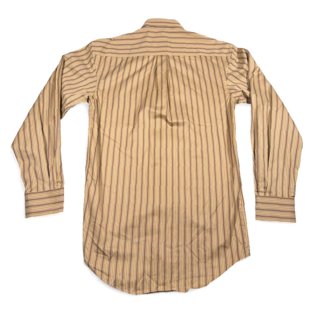 Vintage T Harris London Shirt Adult SMALL Brown Yelloiw Cotton Striped Button-Down Tags Size US S / EU 44-46 / 1 - 3 Thumbnail