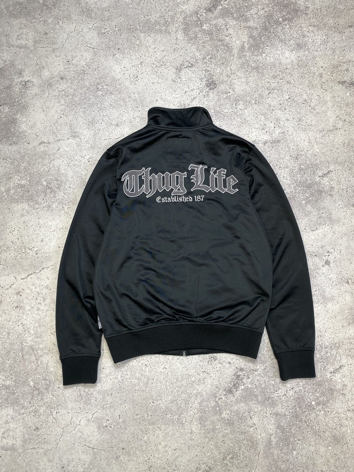 image of Band Tees Vintage Thug Life Track Jacket Tupac, 2Pac in Black, Men's (Size Small)