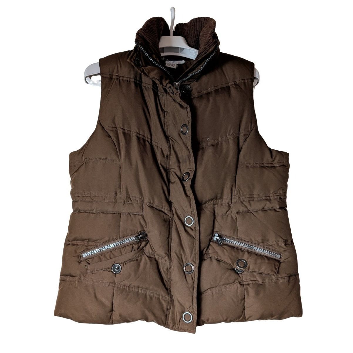Unknown London K Jordan Brown Puffer Vest Hooded Women’s Size M USED Size M / US 6-8 / IT 42-44 - 3 Thumbnail