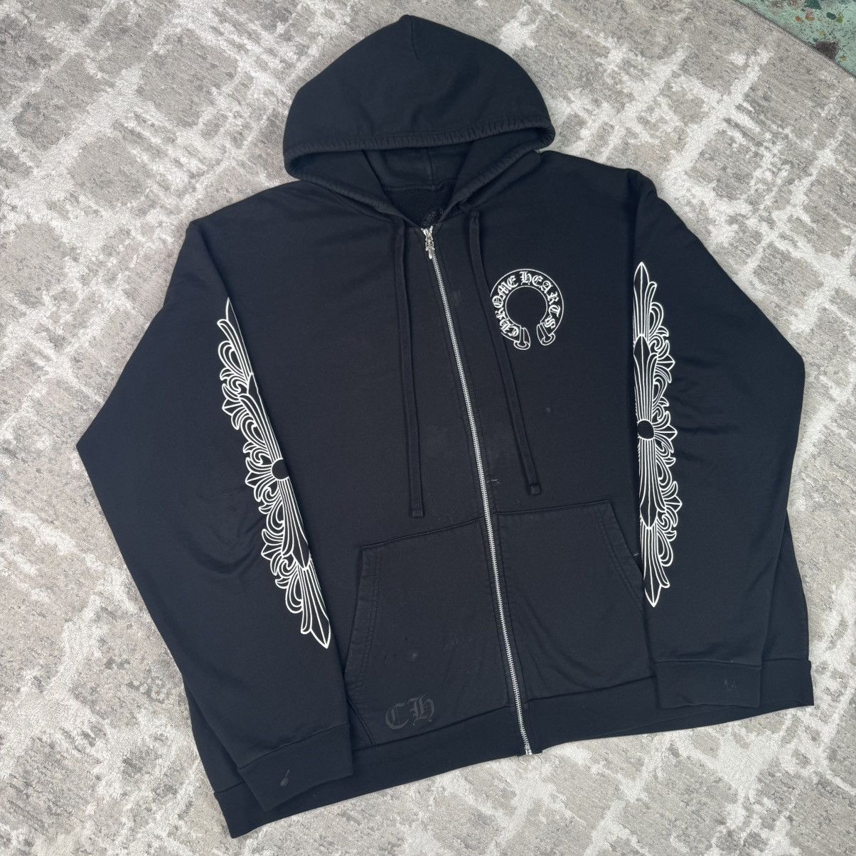 Chrome Hearts CHROME HEARTS HorseShoe Floral Cross Sleeve Zip Up