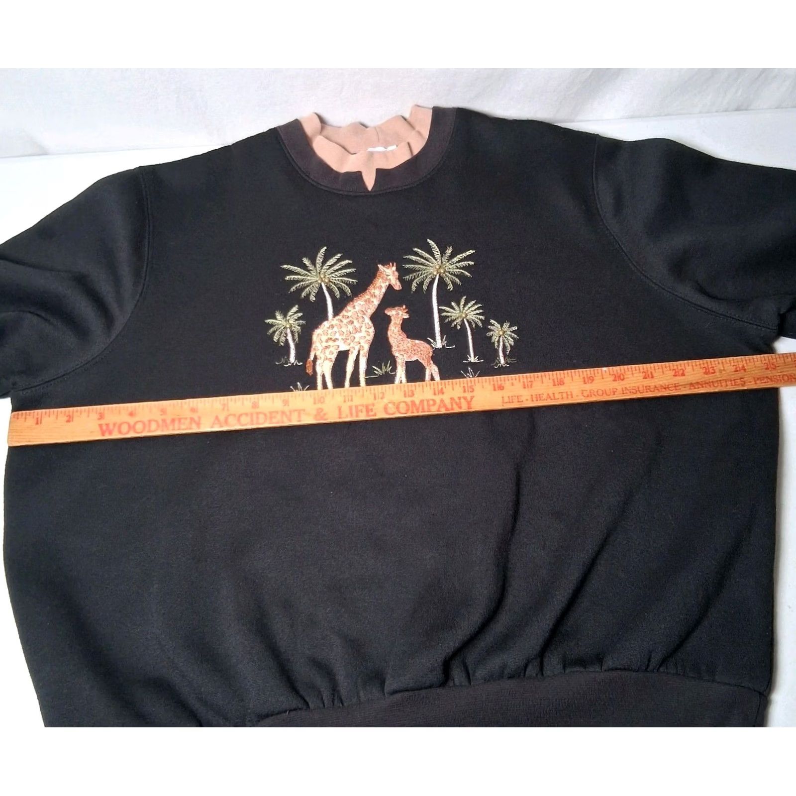 Vintage VINTAGE Bon Worth Sweatshirt XL Double Collar Embroidered Animal Beaded Giraffe Size XL / US 12-14 / IT 48-50 - 6 Thumbnail