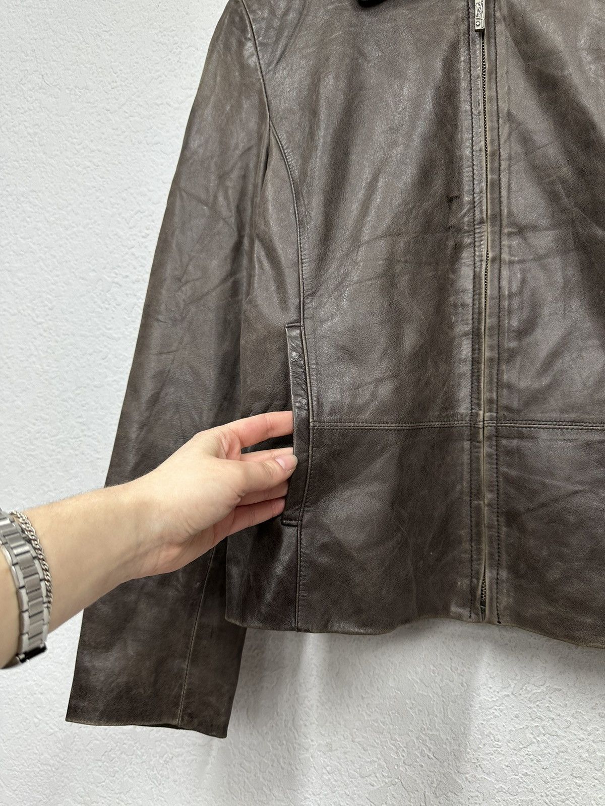Junya Watanabe Vintage Leather Metal Zip Cropped Japan Jacket Moto Biker Size S / US 4 / IT 40 - 7 Thumbnail