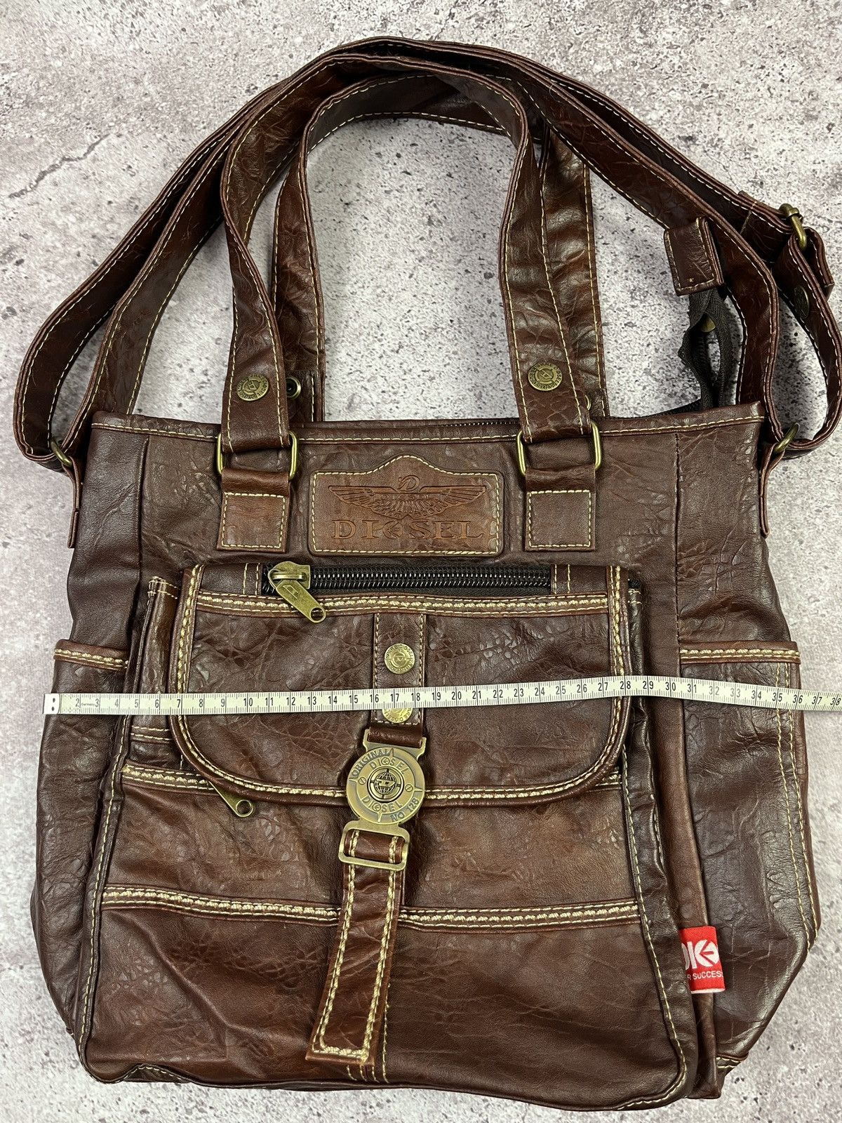 Diesel Diesel Faux Leather Shoulder Bag Multi Pocket Vintage Y2K Size ONE SIZE - 19 Thumbnail