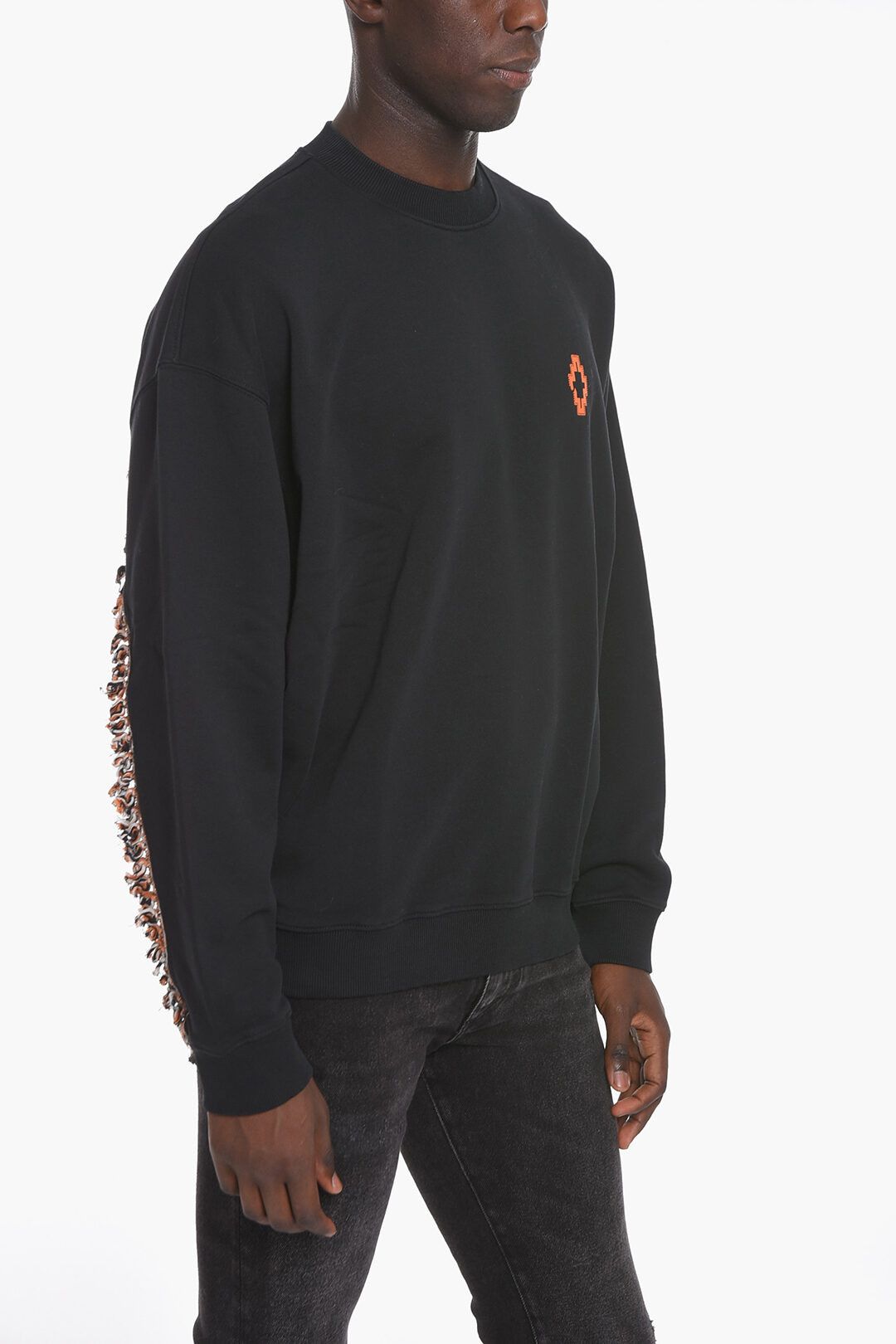 image of Marcelo Burlon Og1Mm0424 Crewneck Sweatshirt In Black, Men's (Size Large)
