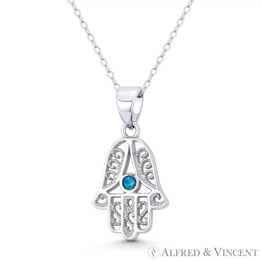 Other Hamsa Hand Evil Eye Charm Created Opal 26x13mm Pendant Size ONE SIZE - 1 Preview