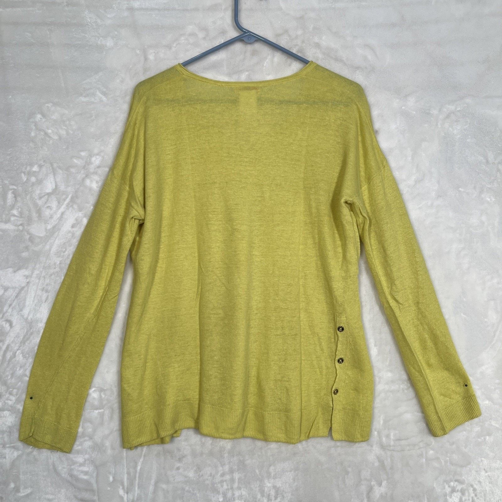Lilly Pulitzer Lilly Pulitzer V Neck Linen Sweater Yellow Green Lightweight Size XL / US 12-14 / IT 48-50 - 7 Thumbnail