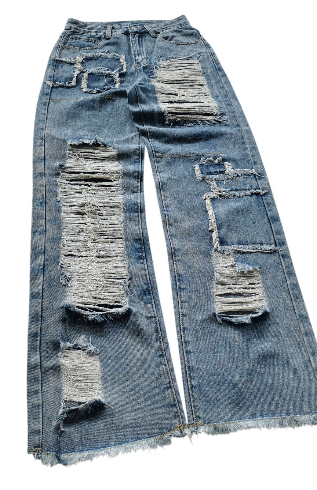 Kapital ROMWE Y2K Distressed Patchwork Shredded Jeans Cyber Grunge Size 27" / US 4 / IT 40 - 4 Thumbnail