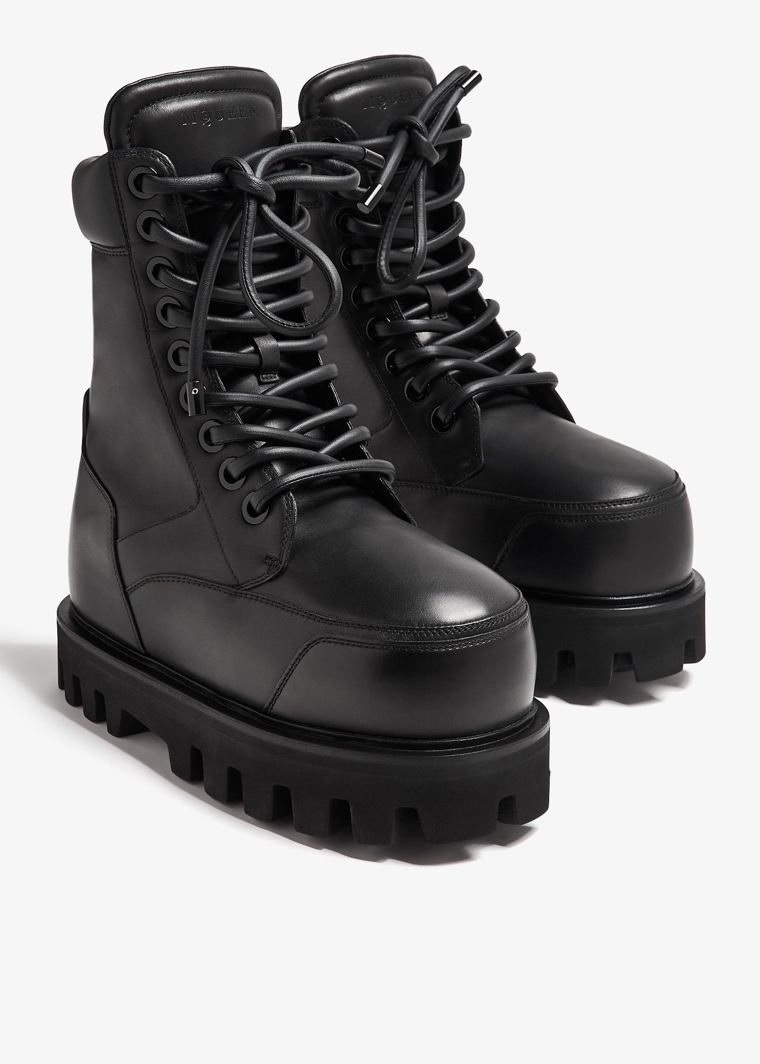 Alexander McQueen o1s22i1n1024 Large Bulky Combat Ankle Boots in Black Size US 6 / IT 36 - 4 Thumbnail