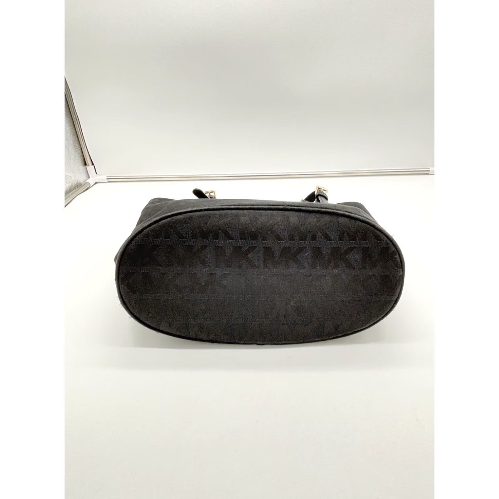 Michael Kors Michael Kors MK Signature Black Cloth Shoulder Bag Double Strap Ladies Medium Canvas Bag Dark Black Logo Pattern Size ONE SIZE - 5 Thumbnail