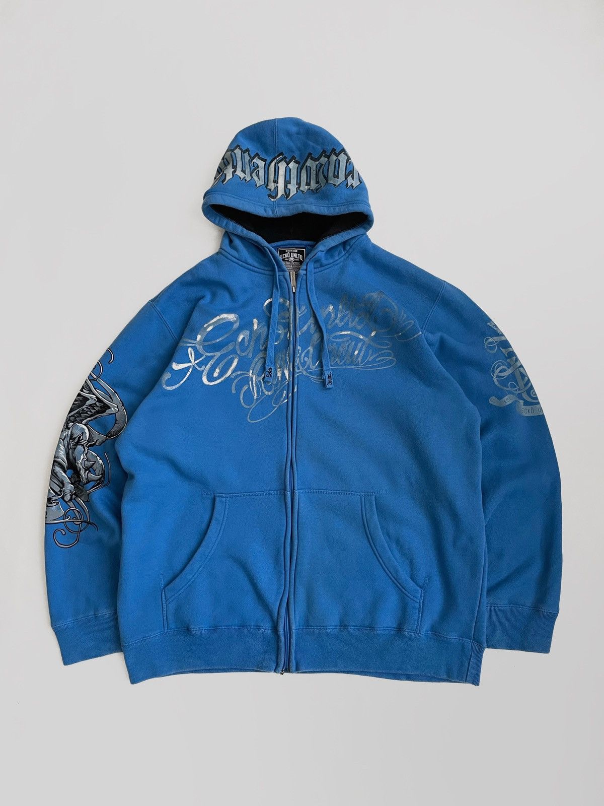 image of Ecko Unltd. Y2K Skateboard Zip Hoodie in Blue, Men's (Size 2XL)