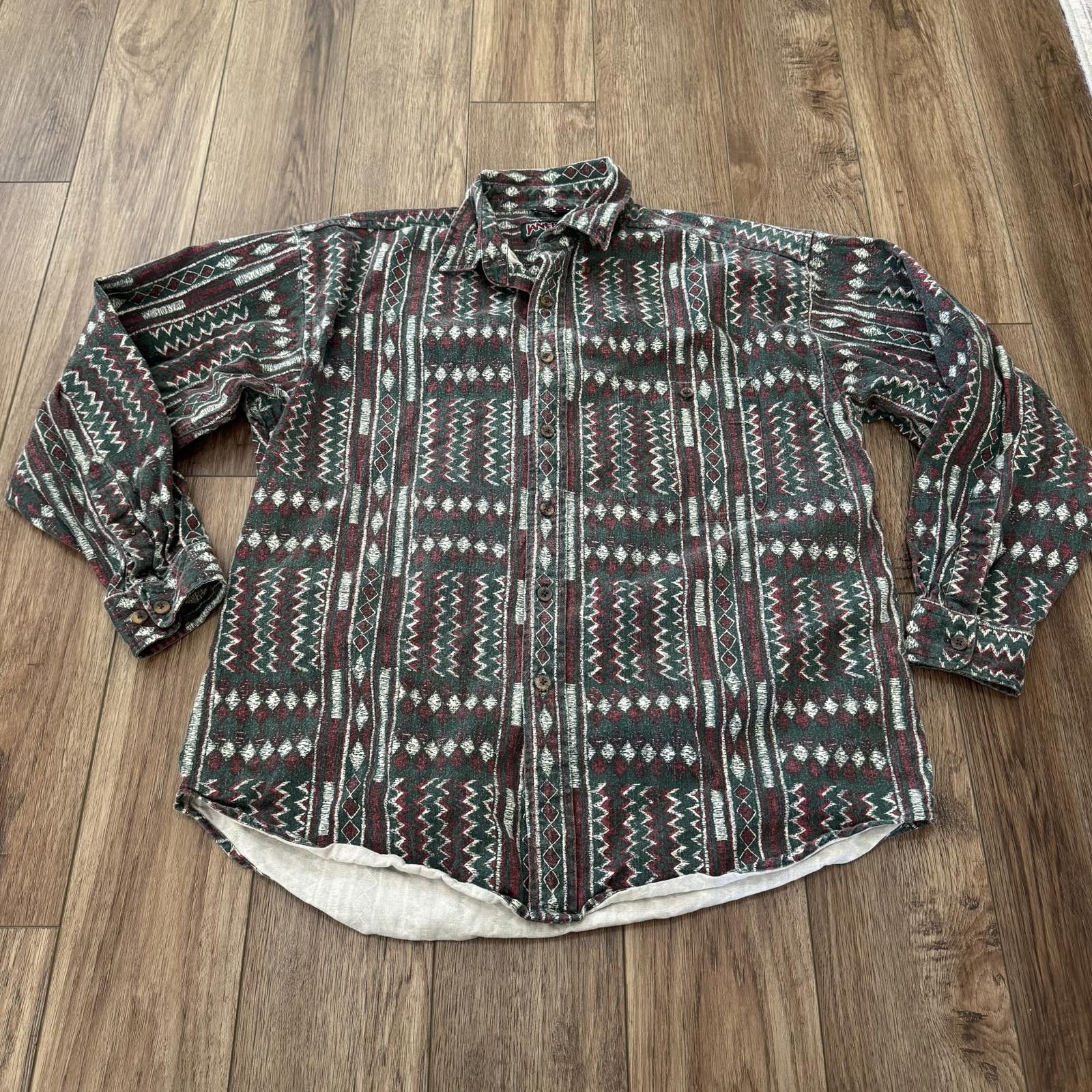 Jansport Vintage 90s Jansport Geometric Aztec Flannel Shirt L RARE Size US L / EU 52-54 / 3 - 1 Thumbnail