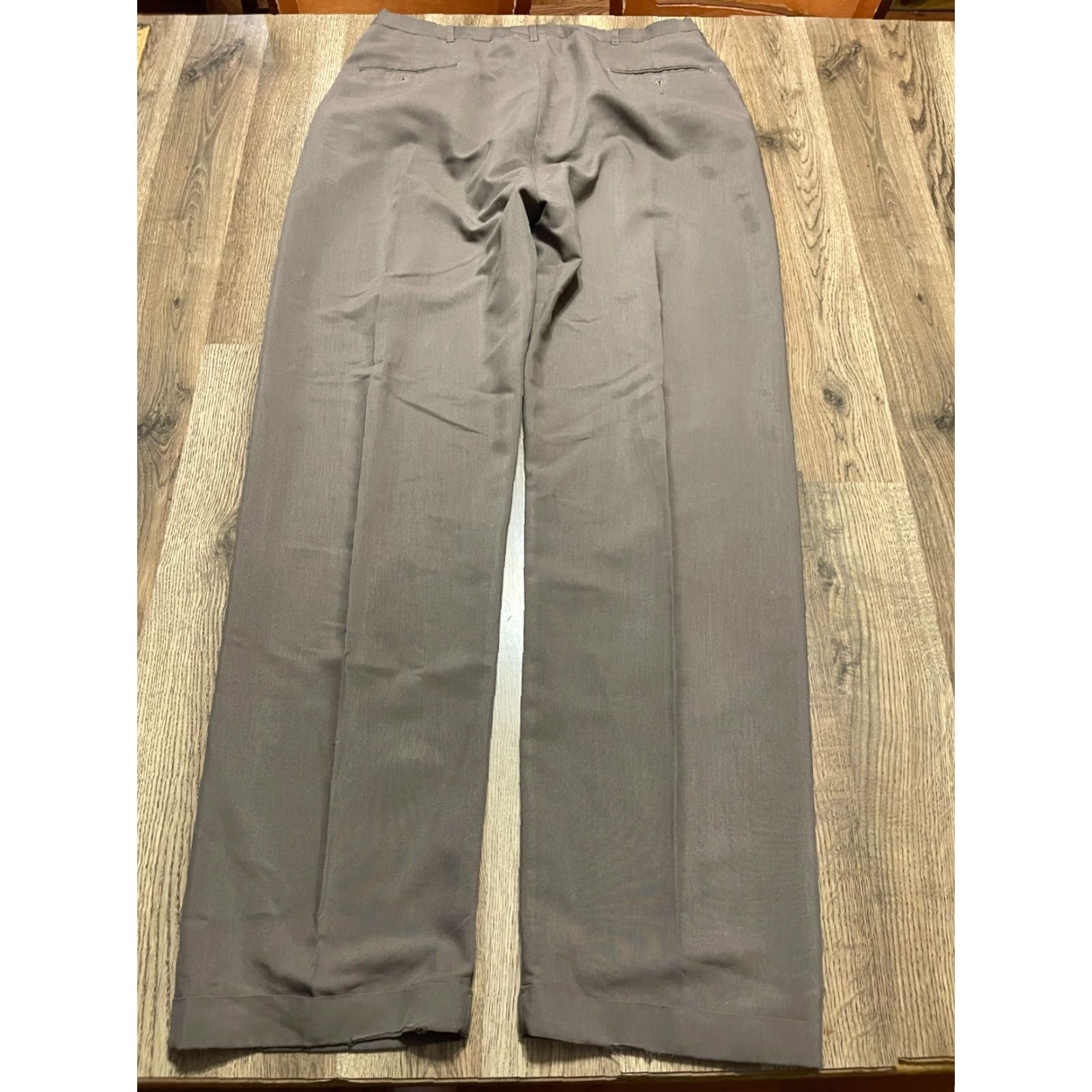 Haggar Haggar Pants Men 36x34 Brown Dress Pants Pleated 47" Length Regular Inseam 34 Straight Chino Vintage No Pattern Solid Casual Size US 36 / EU 52 - 2 Thumbnail