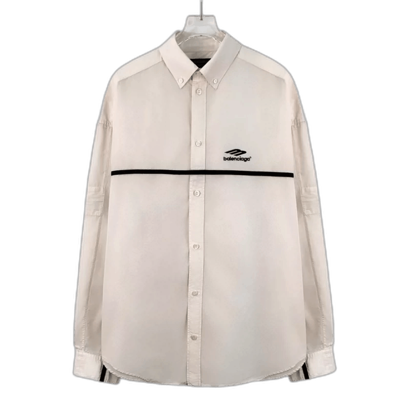 Balenciaga Balenciaga Beige Striped Logo Embroidered Shirt Size US M / EU 48-50 / 2 - 1 Thumbnail